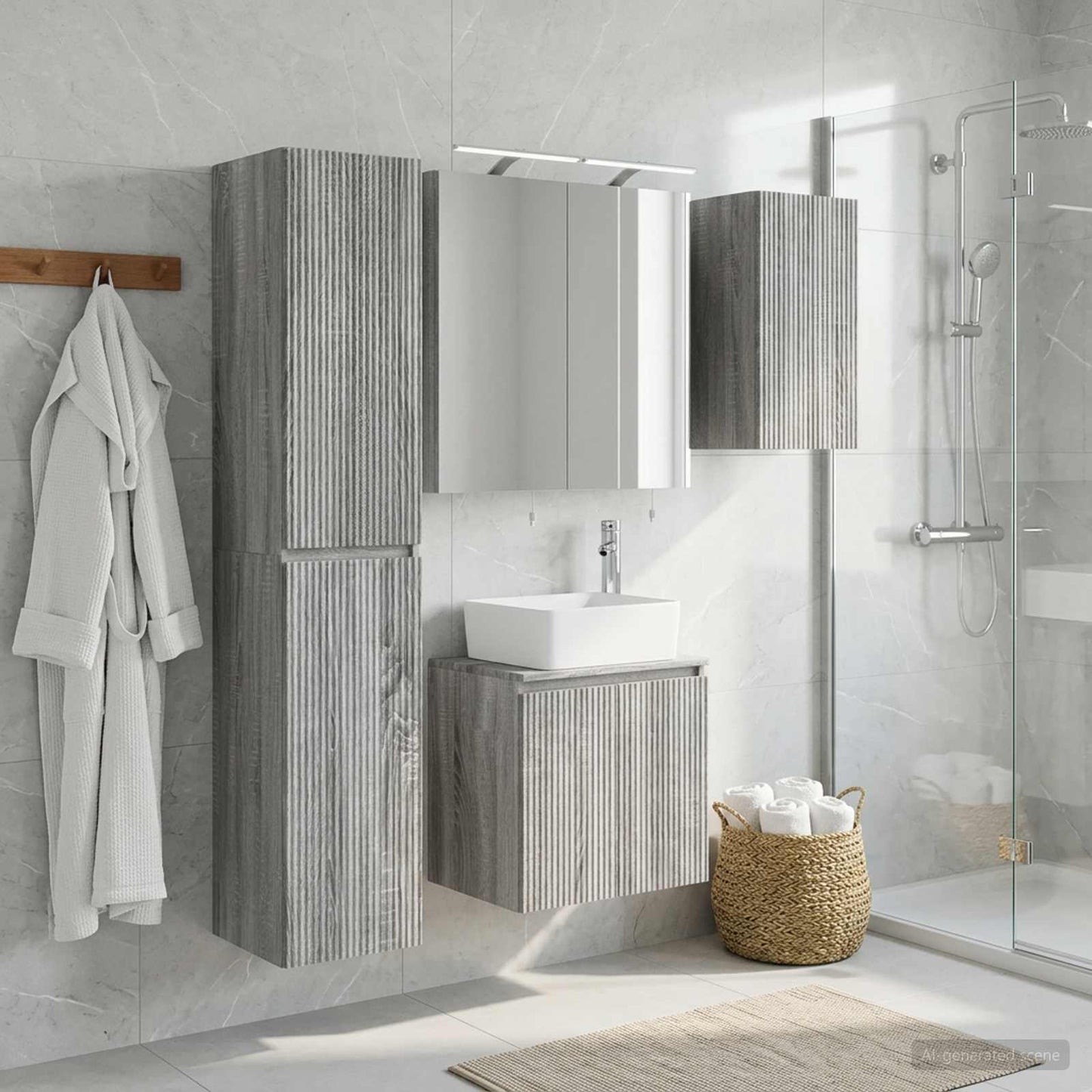 Bathroom Cabinet Set 5 pcs Grey Sonoma 50 x 14.5 x 70 cm