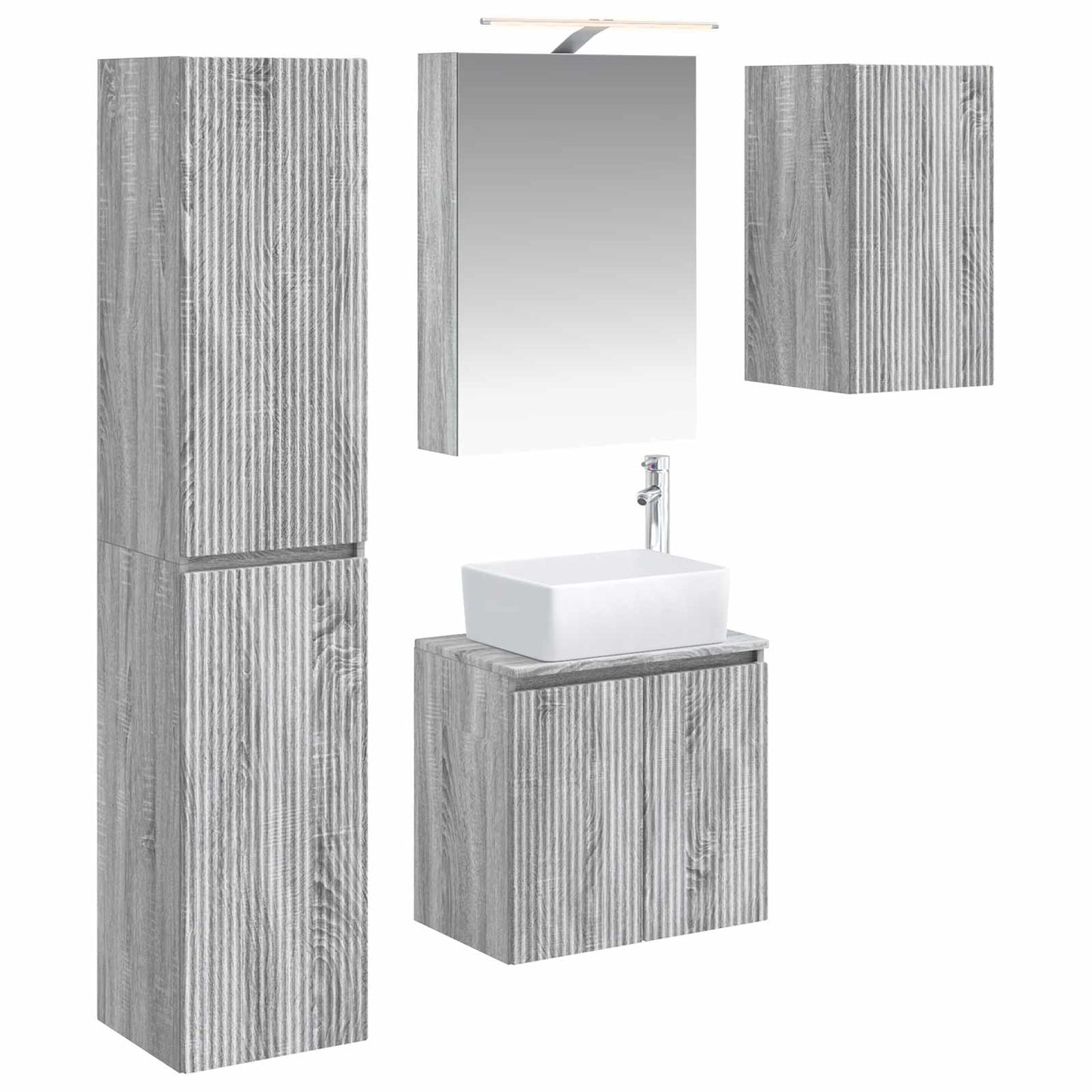Bathroom Cabinet Set 5 pcs Grey Sonoma 50 x 14.5 x 70 cm