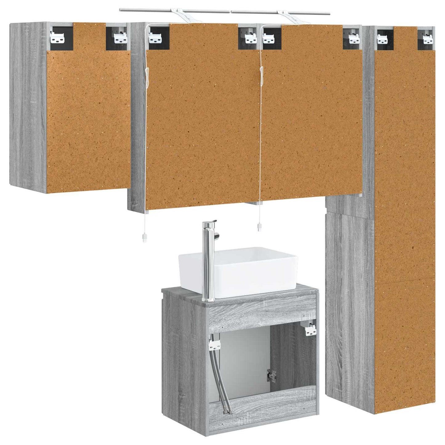 Bathroom Cabinet Set 5 pcs Grey Sonoma 50 x 14.5 x 70 cm