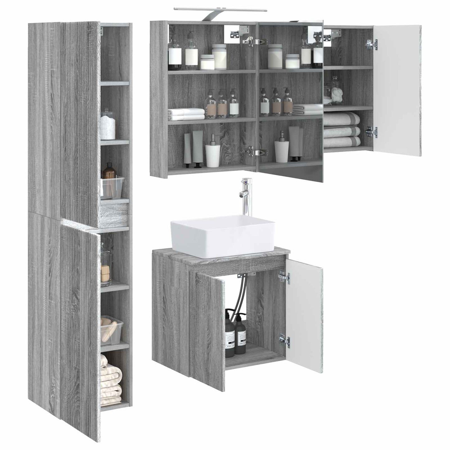 Bathroom Cabinet Set 5 pcs Grey Sonoma 50 x 14.5 x 70 cm