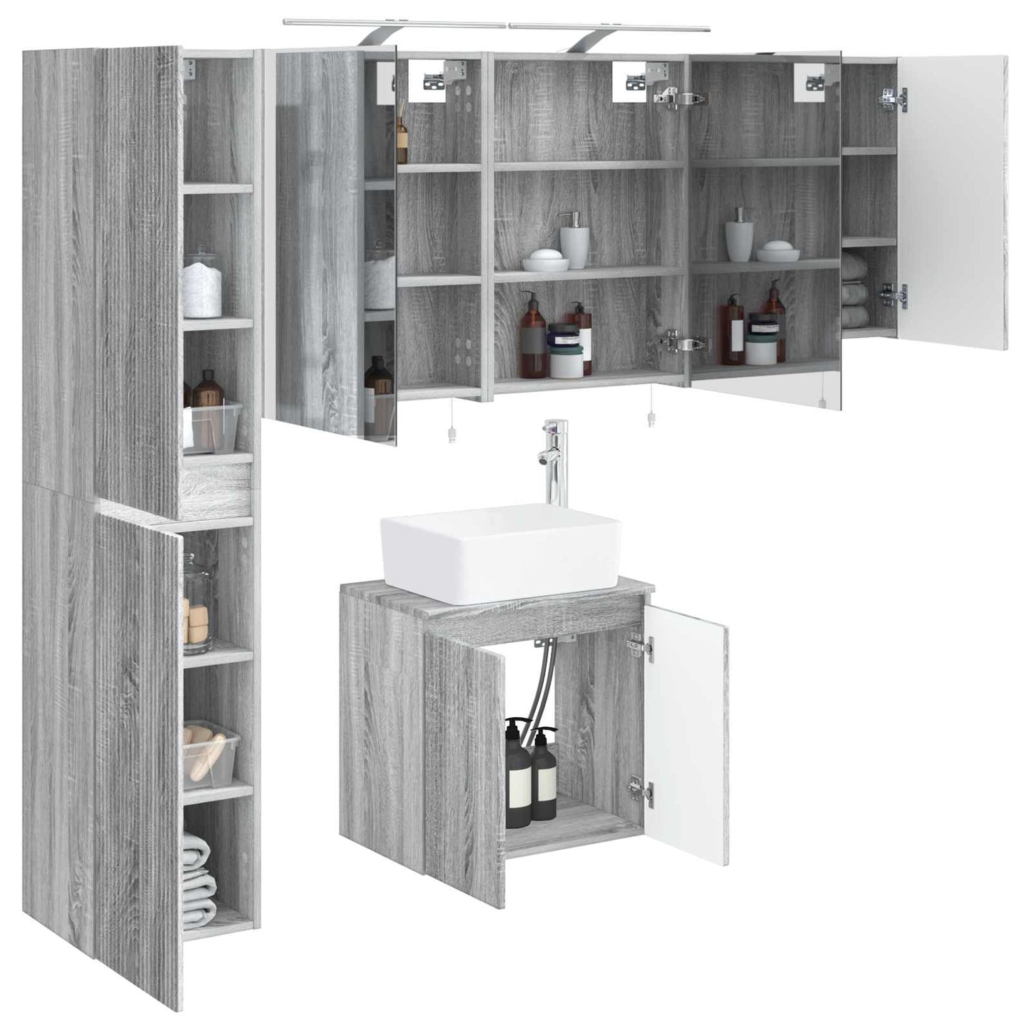 Bathroom Cabinet Set 5 pcs Grey Sonoma 50 x 14.5 x 70 cm