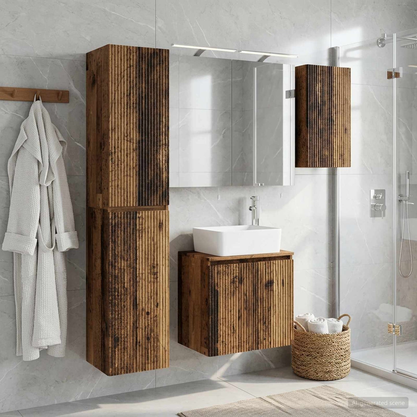Bathroom Cabinet Set 5 pcs Old Wood 50 x 14.5 x 70 cm
