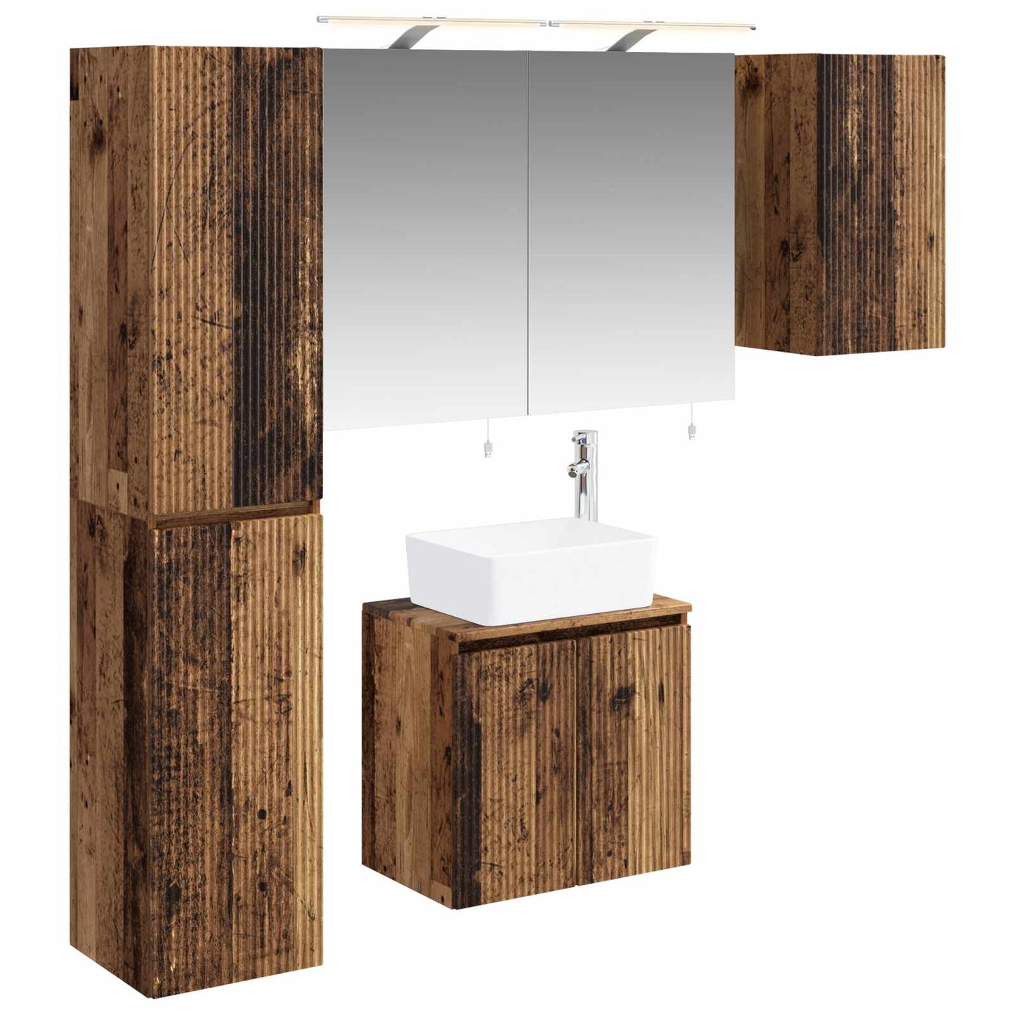 Bathroom Cabinet Set 5 pcs Old Wood 50 x 14.5 x 70 cm