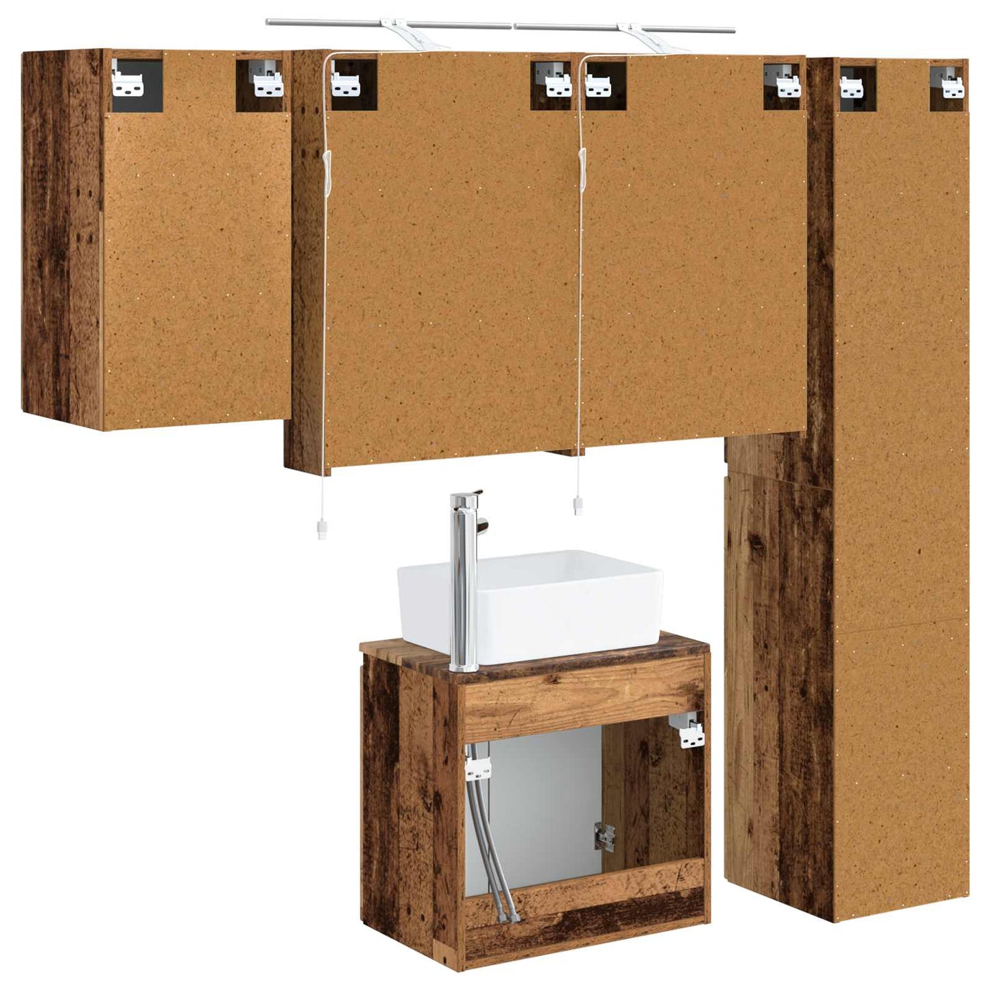 Bathroom Cabinet Set 5 pcs Old Wood 50 x 14.5 x 70 cm