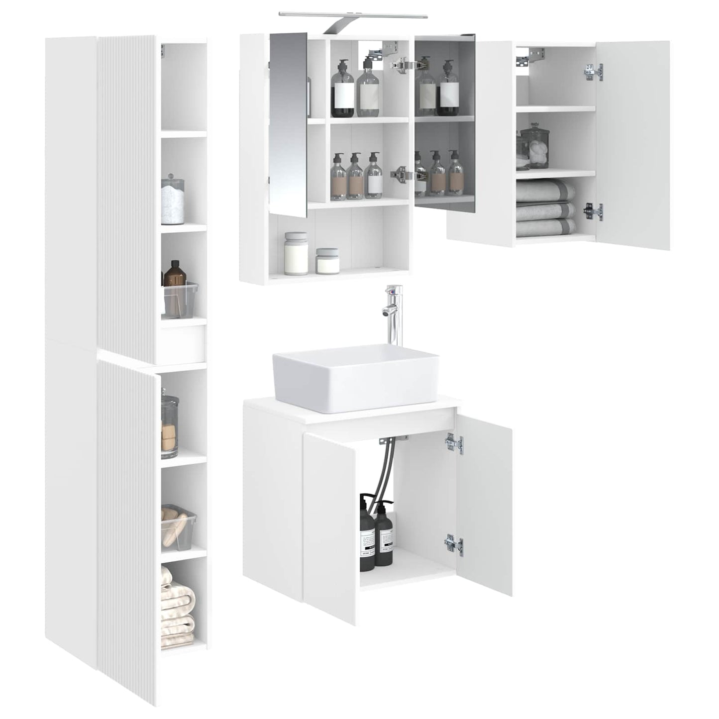 Bathroom Cabinet Set 5 pcs White 50 x 14.5 x 70 cm