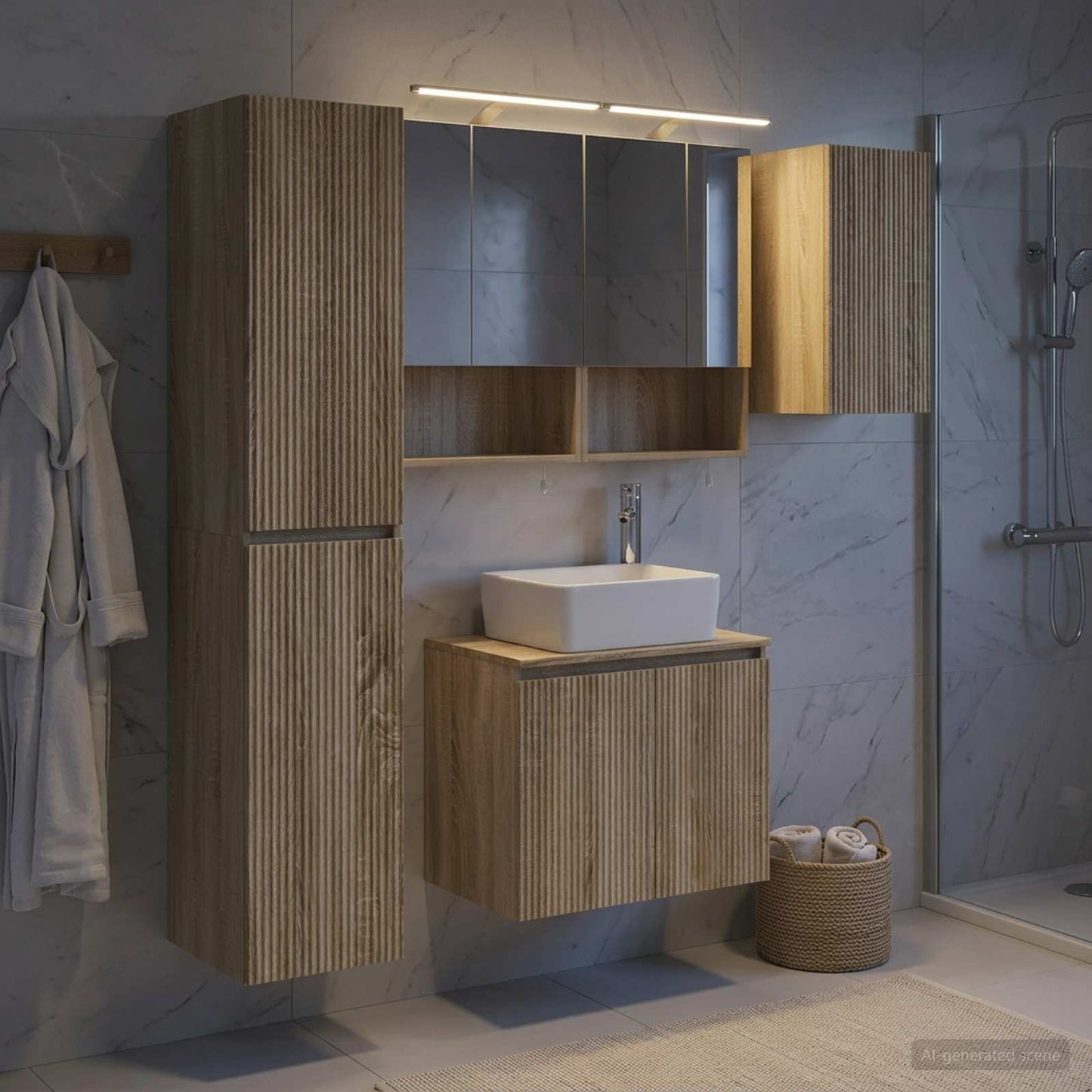 Bathroom Cabinet Set 5 pcs Sonoma Oak 50 x 14.5 x 70 cm