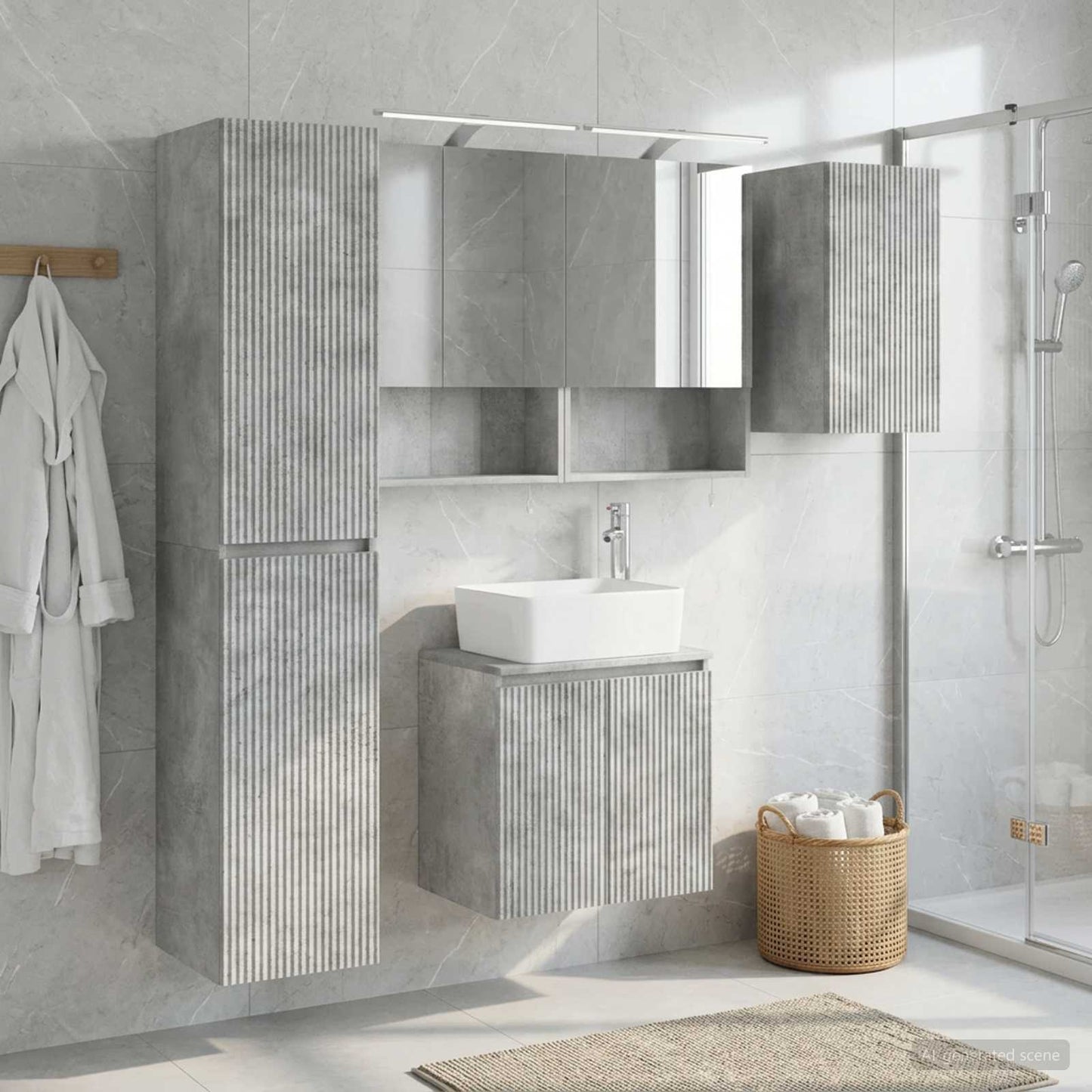 Bathroom Cabinet Set 5 pcs Concrete Grey 50 x 14.5 x 70 cm