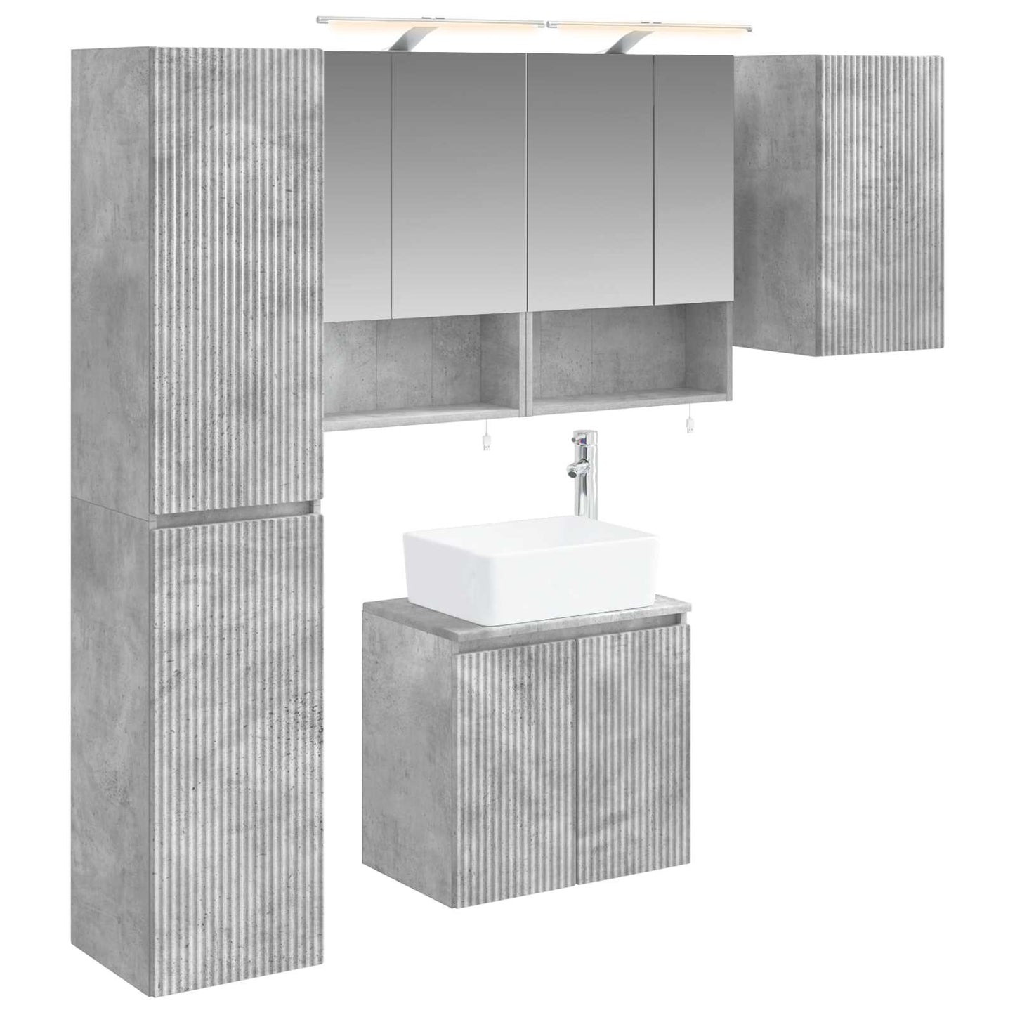 Bathroom Cabinet Set 5 pcs Concrete Grey 50 x 14.5 x 70 cm
