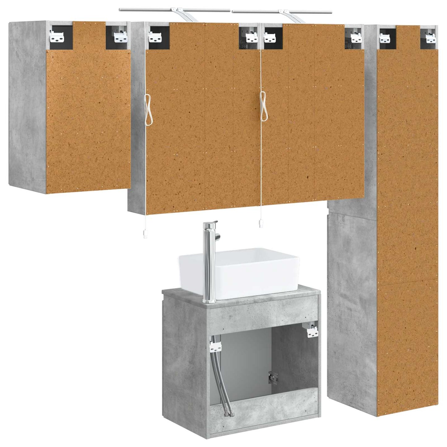 Bathroom Cabinet Set 5 pcs Concrete Grey 50 x 14.5 x 70 cm