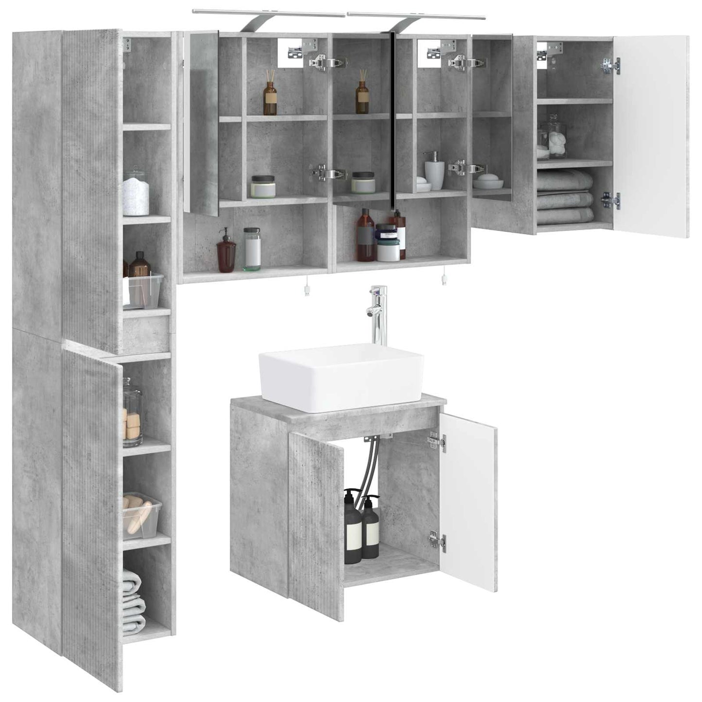 Bathroom Cabinet Set 5 pcs Concrete Grey 50 x 14.5 x 70 cm