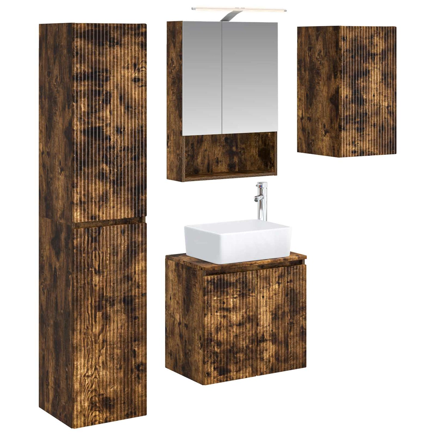 Bathroom Cabinet Set 5 pcs Smoked Oak 50 x 14.5 x 70 cm