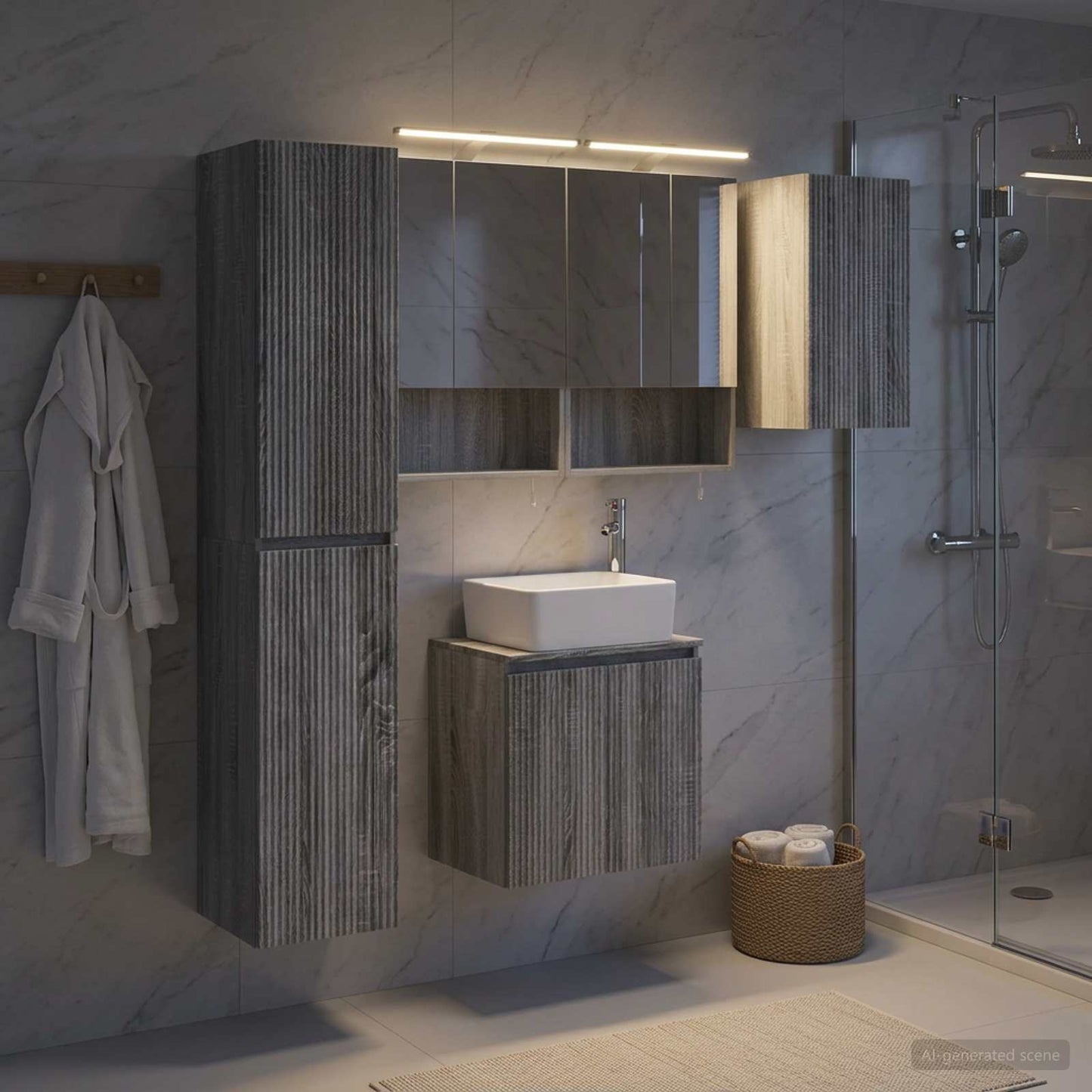 Bathroom Cabinet Set 5 pcs Grey Sonoma 50 x 14.5 x 70 cm