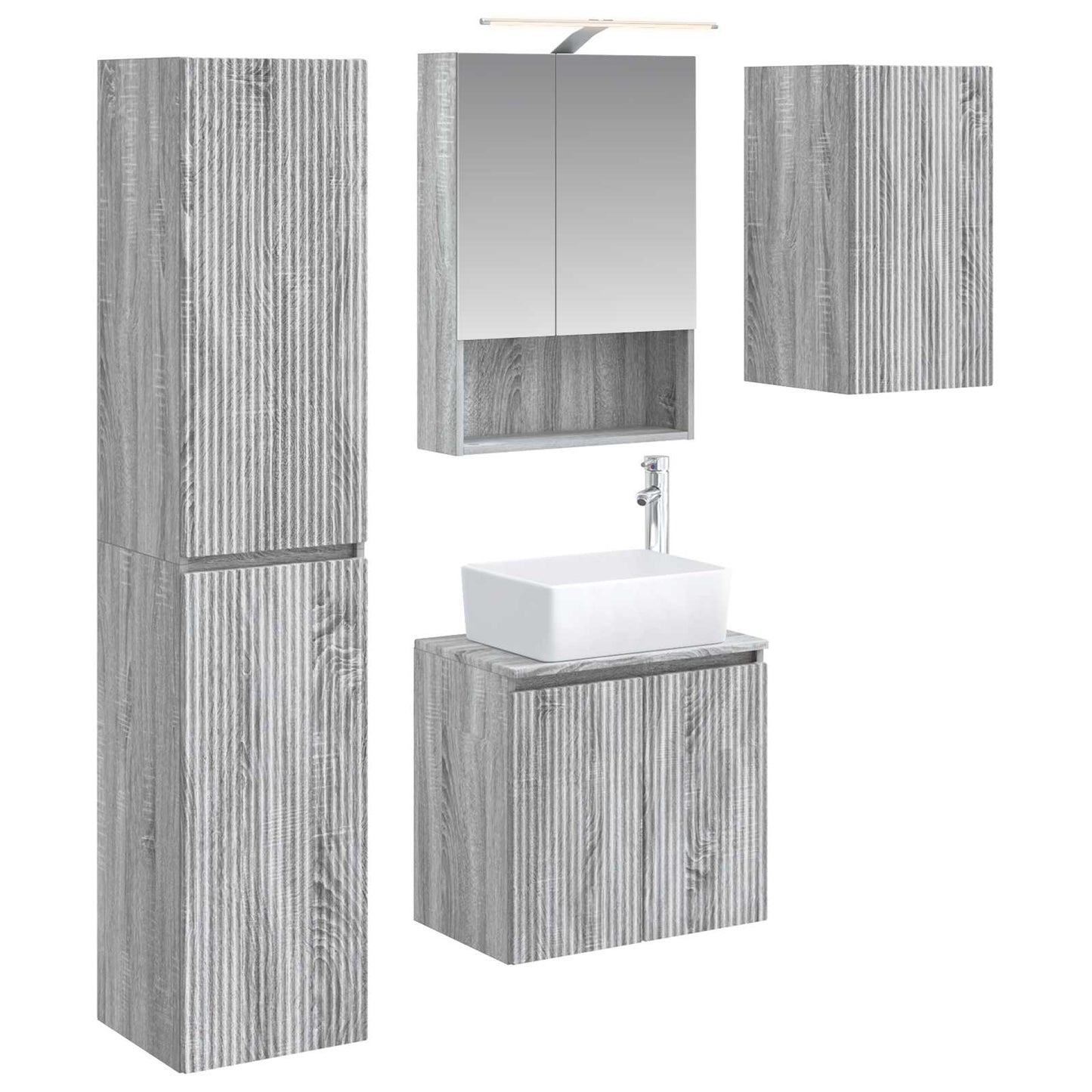 Bathroom Cabinet Set 5 pcs Grey Sonoma 50 x 14.5 x 70 cm