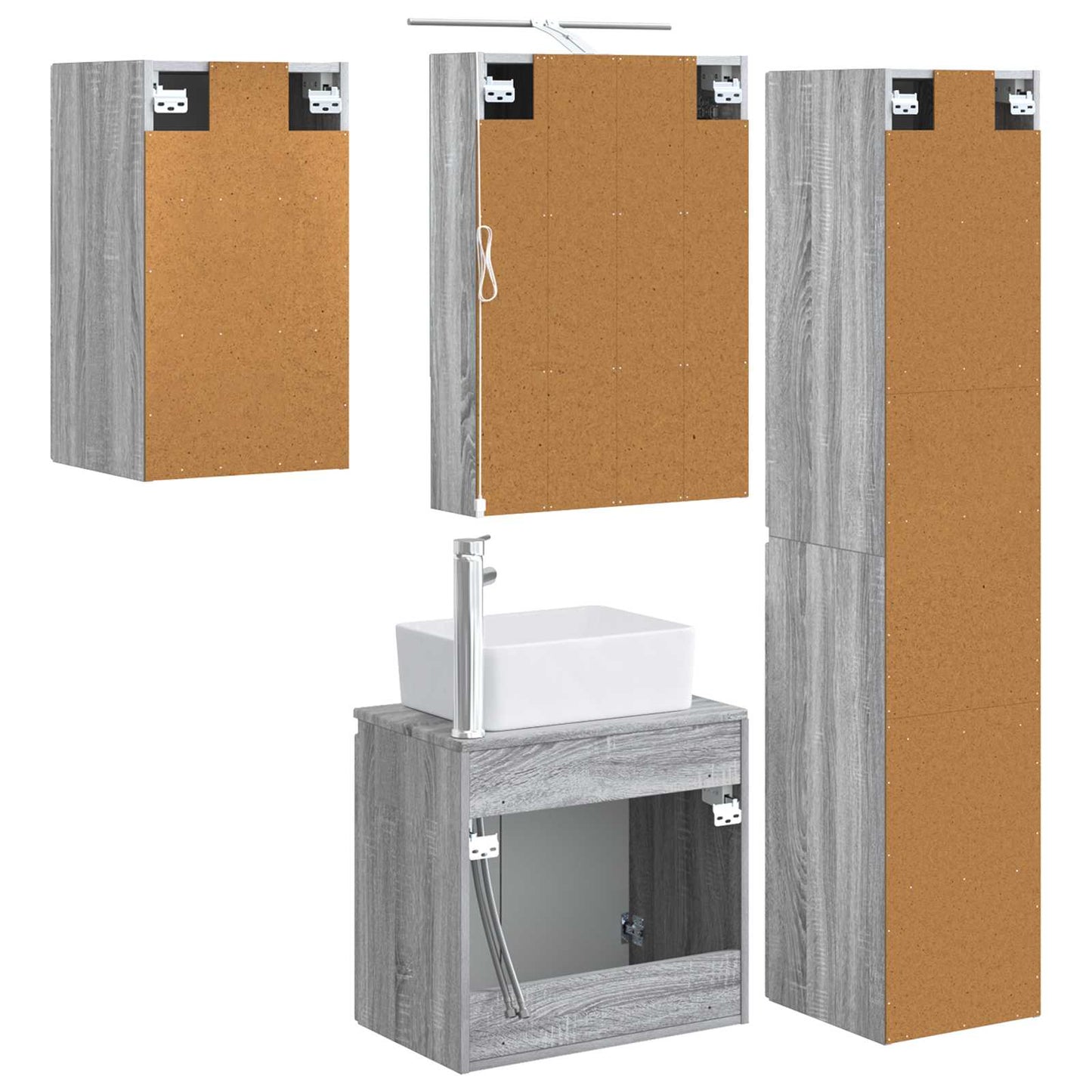 Bathroom Cabinet Set 5 pcs Grey Sonoma 50 x 14.5 x 70 cm