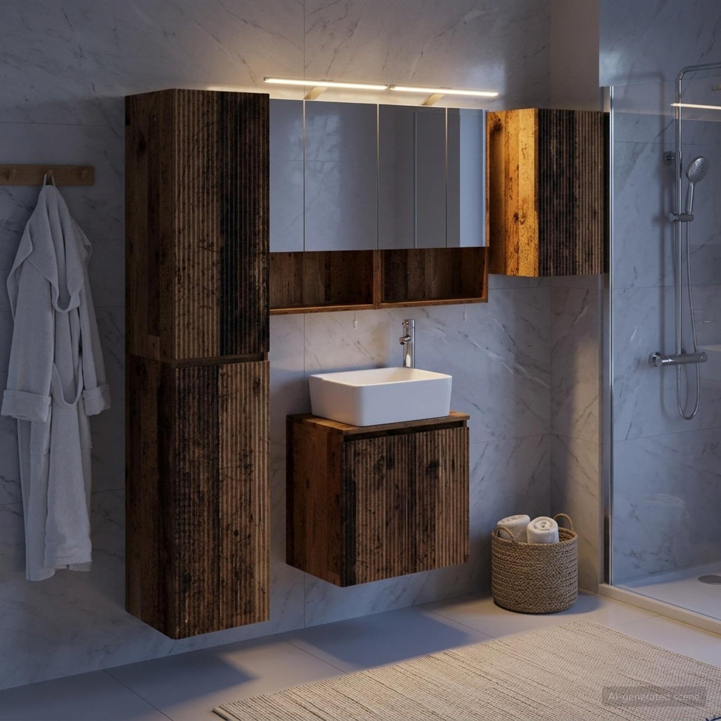 Bathroom Cabinet Set 5 pcs Old Wood 50 x 14.5 x 70 cm