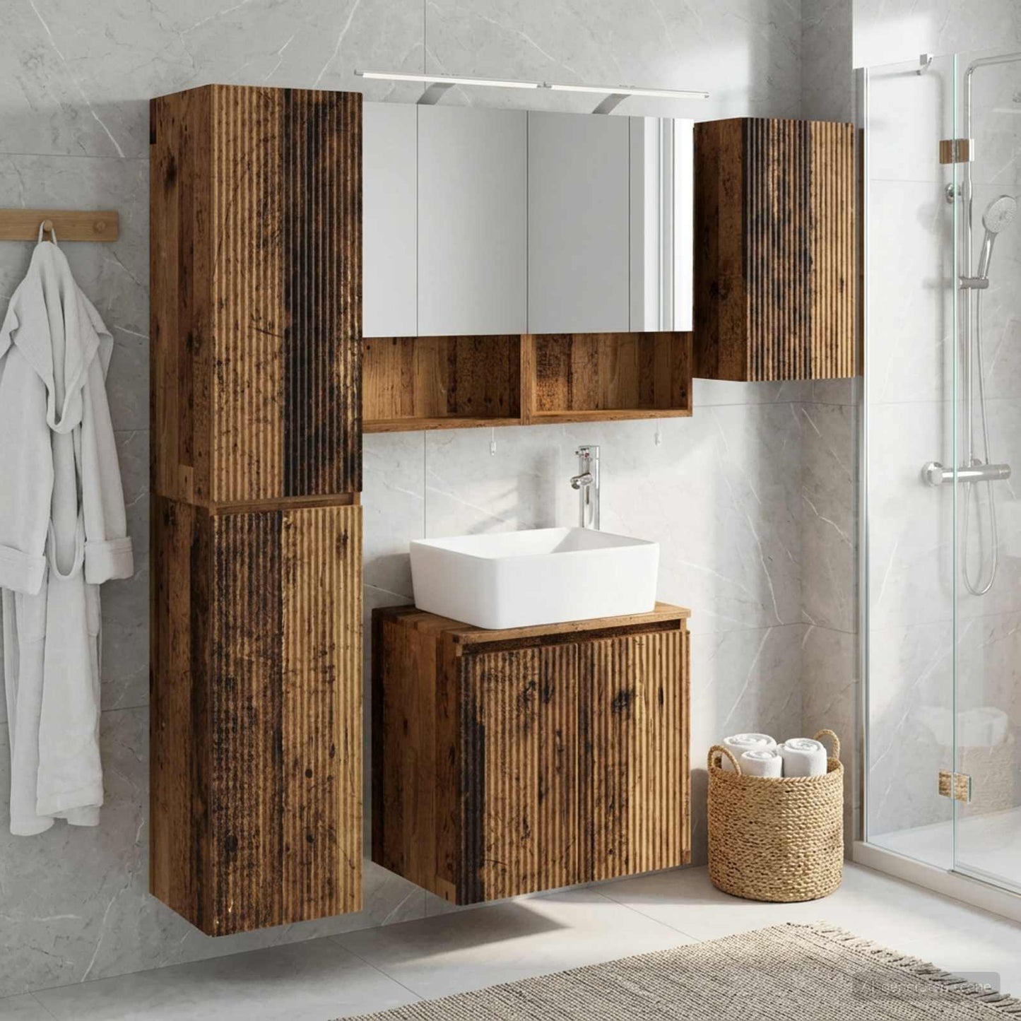Bathroom Cabinet Set 5 pcs Old Wood 50 x 14.5 x 70 cm