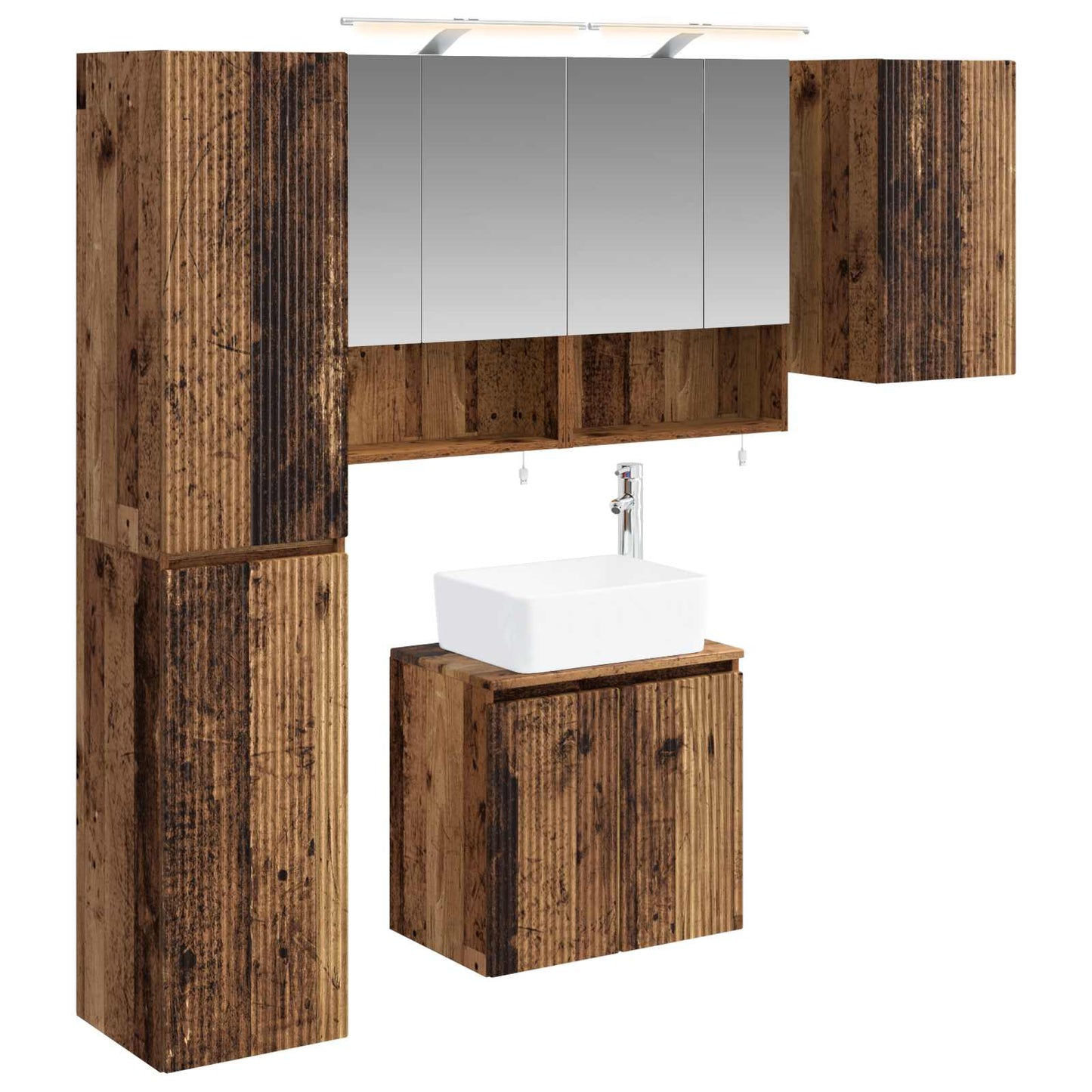 Bathroom Cabinet Set 5 pcs Old Wood 50 x 14.5 x 70 cm
