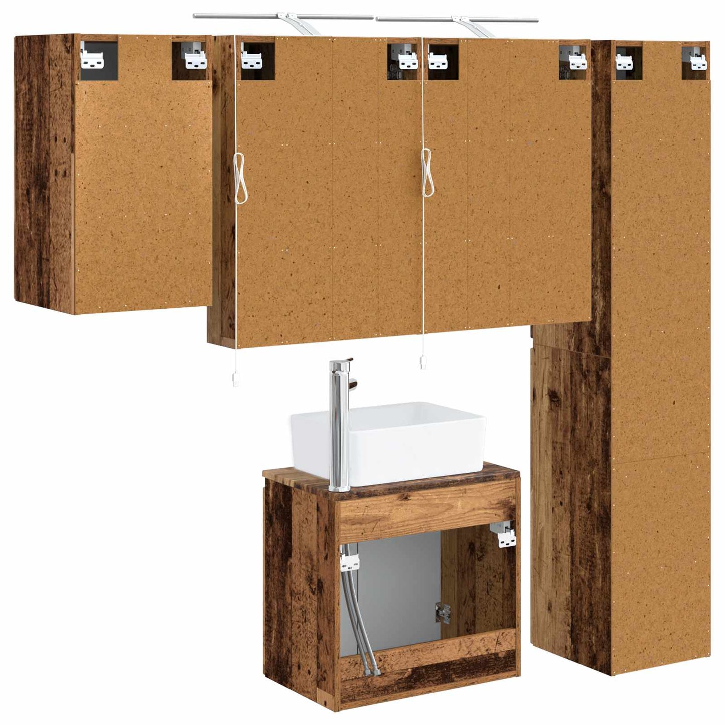 Bathroom Cabinet Set 5 pcs Old Wood 50 x 14.5 x 70 cm