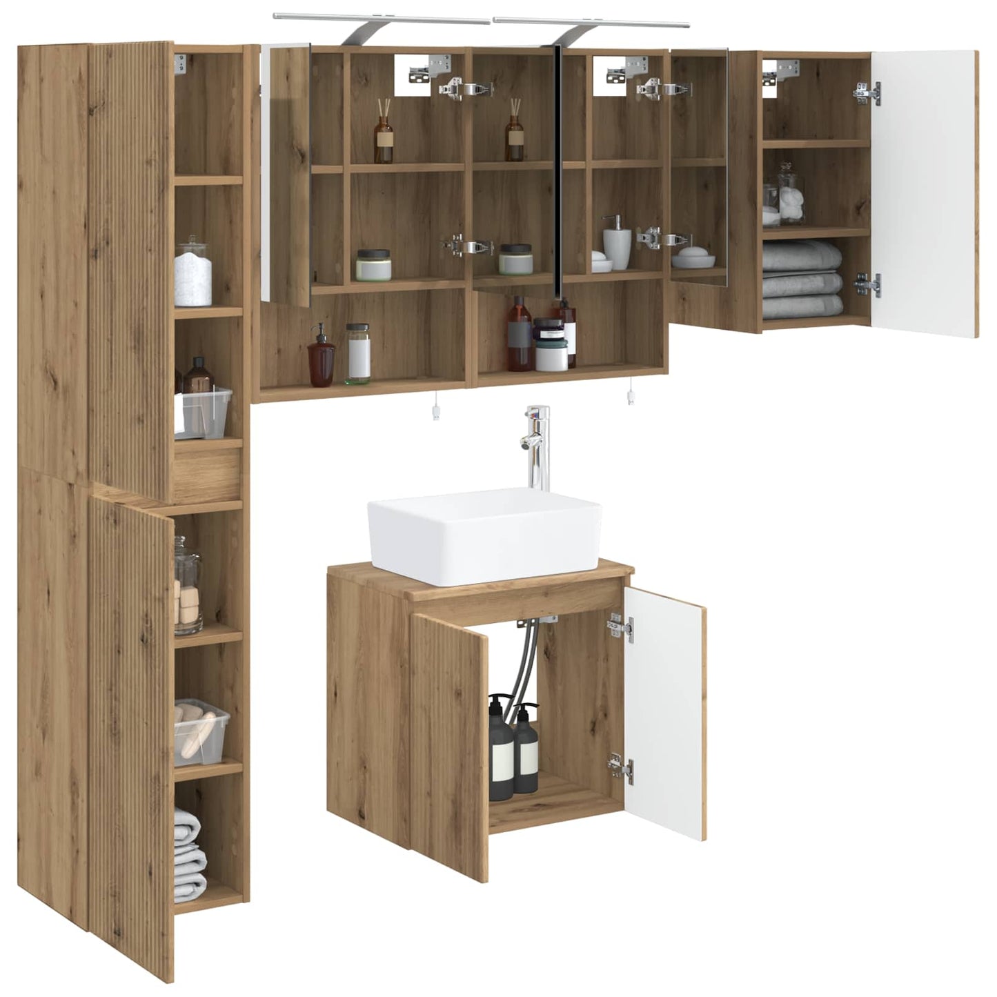 Bathroom Cabinet Set 5 pcs Artisan Oak 50 x 14.5 x 70 cm