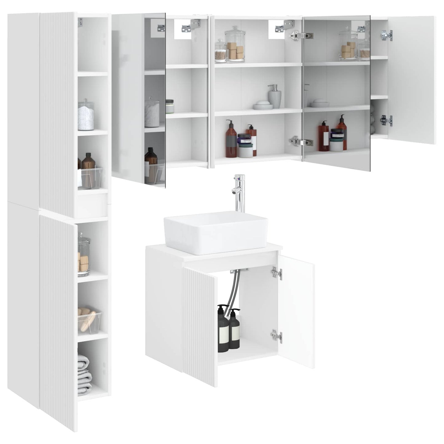 Bathroom Cabinet Set 5 pcs White 53 x 15.5 x 70 cm