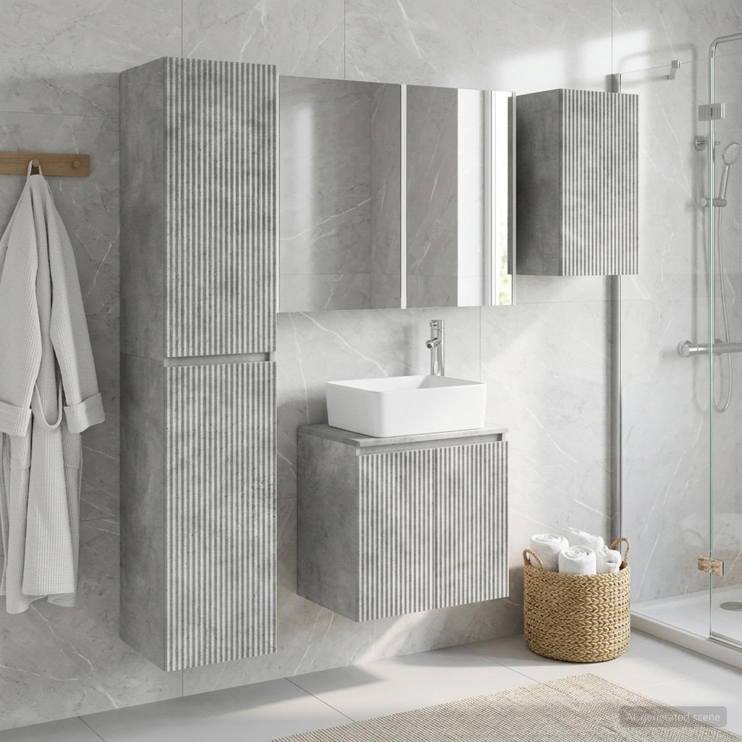 Bathroom Cabinet Set 5 pcs Concrete Grey 53 x 15.5 x 70 cm