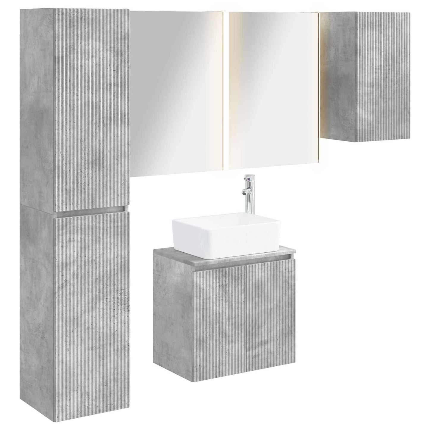 Bathroom Cabinet Set 5 pcs Concrete Grey 53 x 15.5 x 70 cm