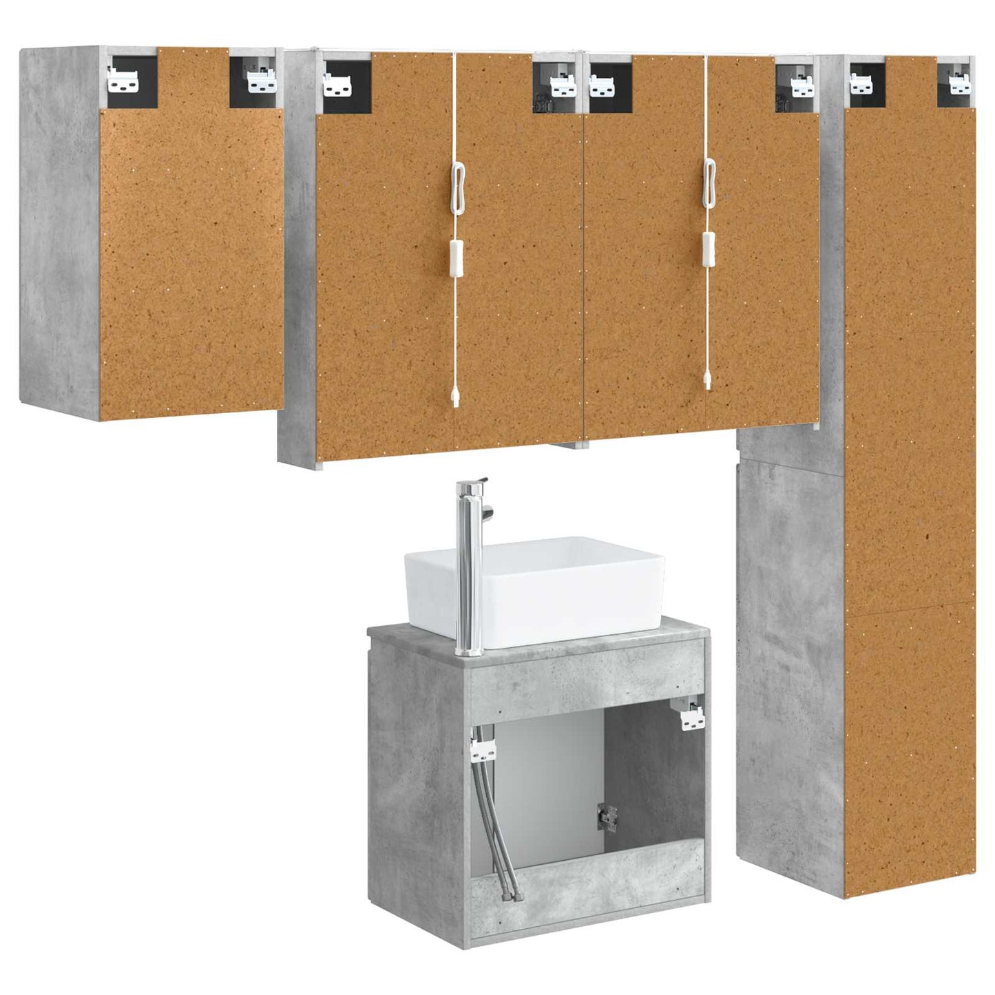Bathroom Cabinet Set 5 pcs Concrete Grey 53 x 15.5 x 70 cm
