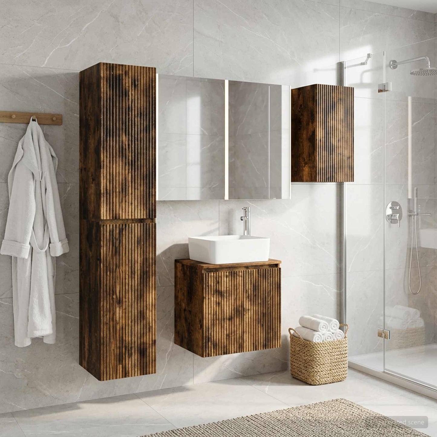Bathroom Cabinet Set 5 pcs Smoked Oak 53 x 15.5 x 70 cm