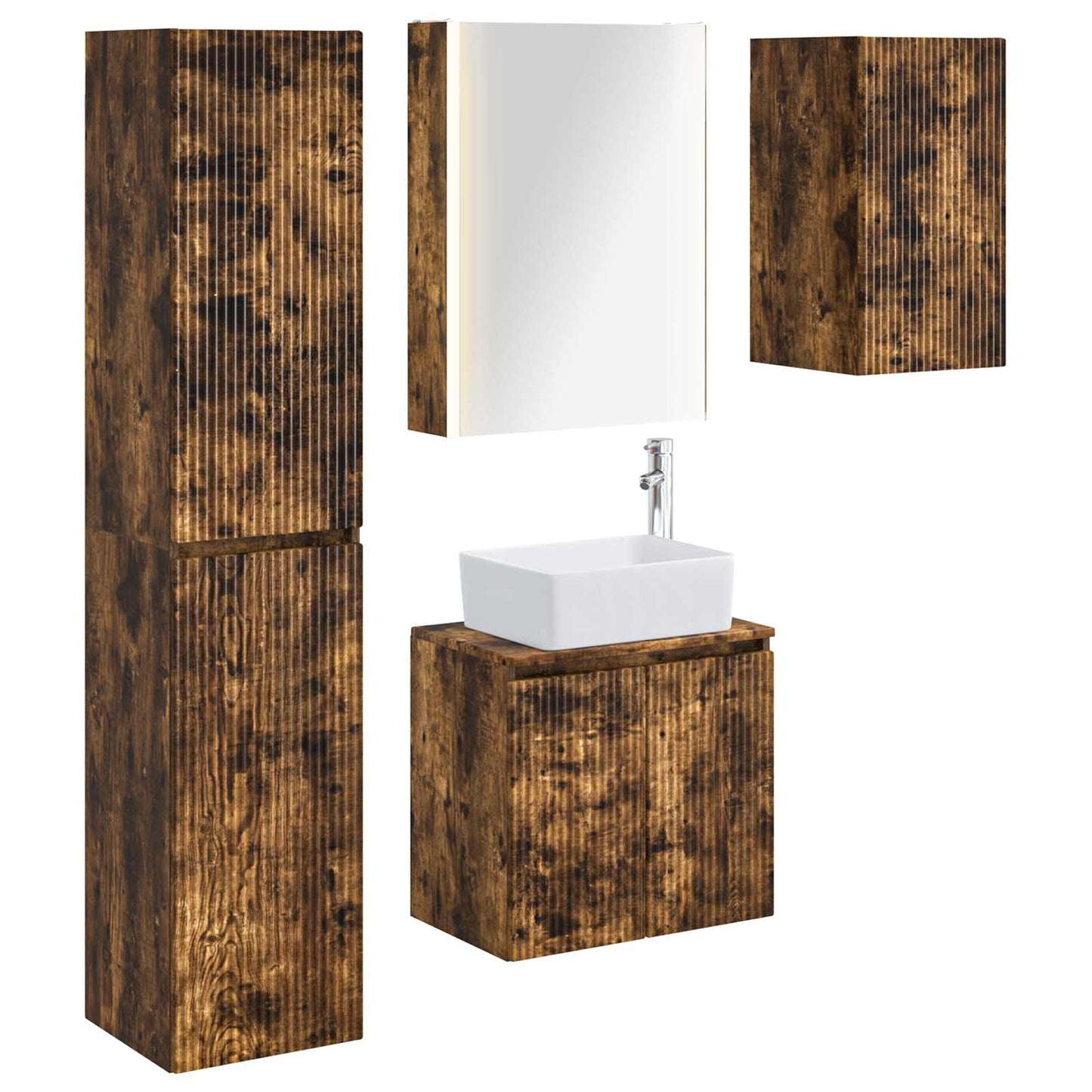 Bathroom Cabinet Set 5 pcs Smoked Oak 53 x 15.5 x 70 cm