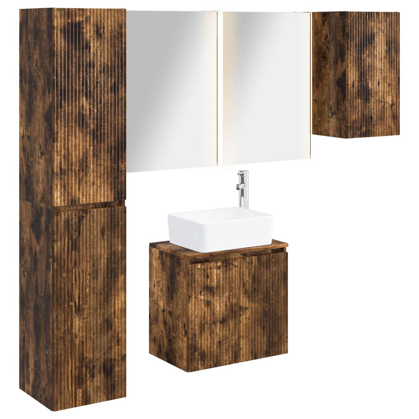 Bathroom Cabinet Set 5 pcs Smoked Oak 53 x 15.5 x 70 cm