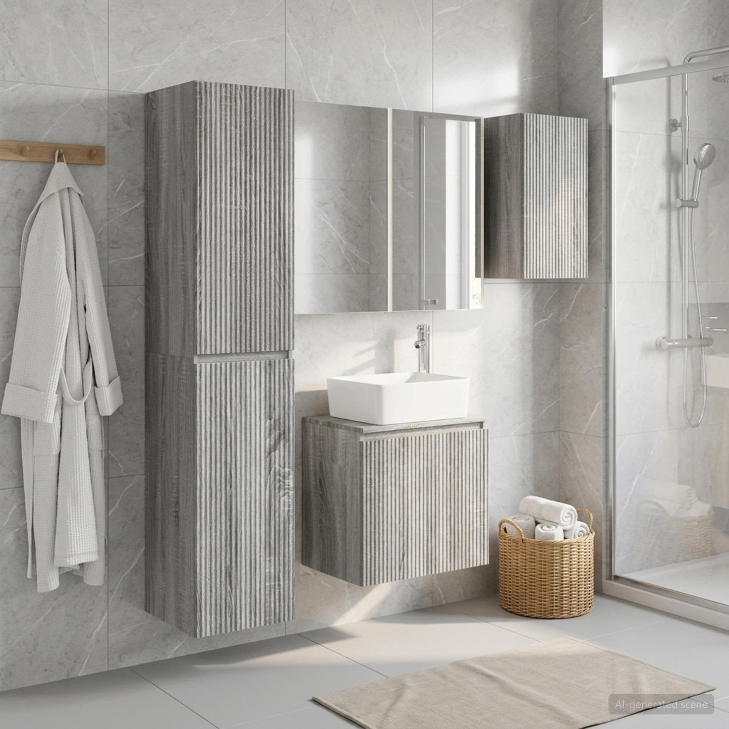 Bathroom Cabinet Set 5 pcs Grey Sonoma 53 x 15.5 x 70 cm