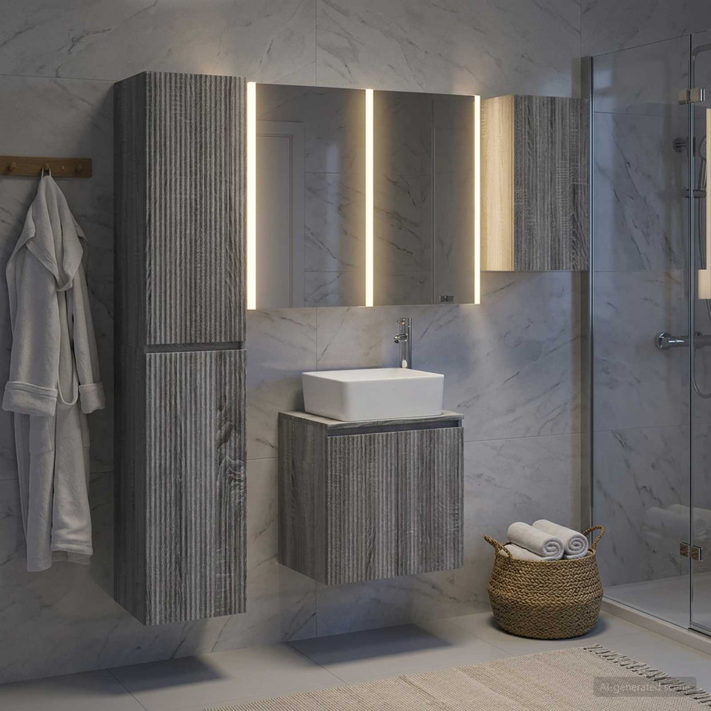 Bathroom Cabinet Set 5 pcs Grey Sonoma 53 x 15.5 x 70 cm