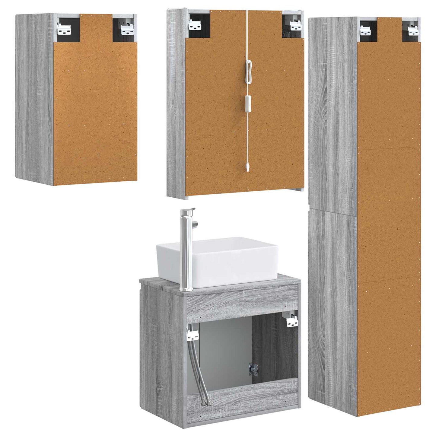 Bathroom Cabinet Set 5 pcs Grey Sonoma 53 x 15.5 x 70 cm
