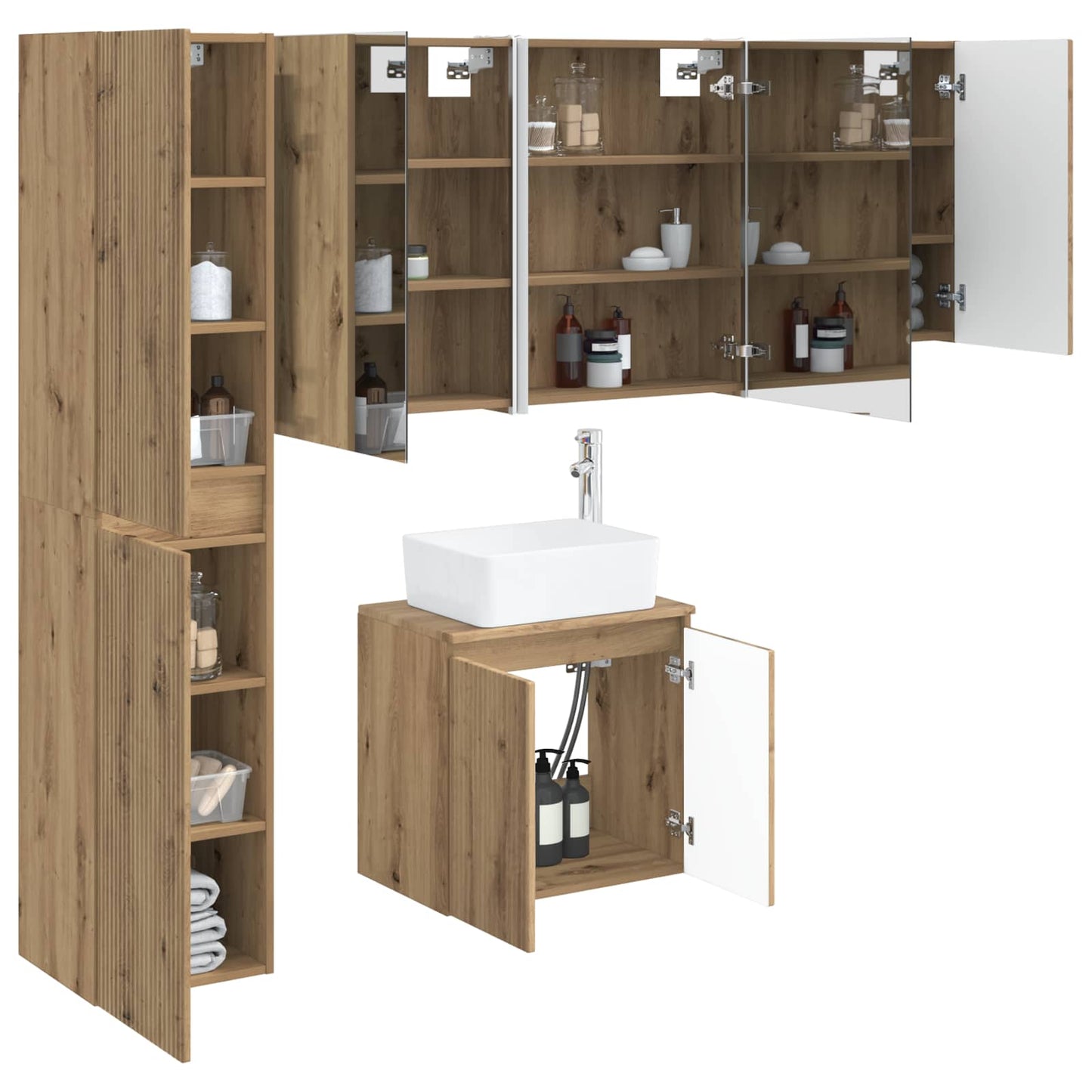 Bathroom Cabinet Set 5 pcs Artisan Oak 53 x 15.5 x 70 cm