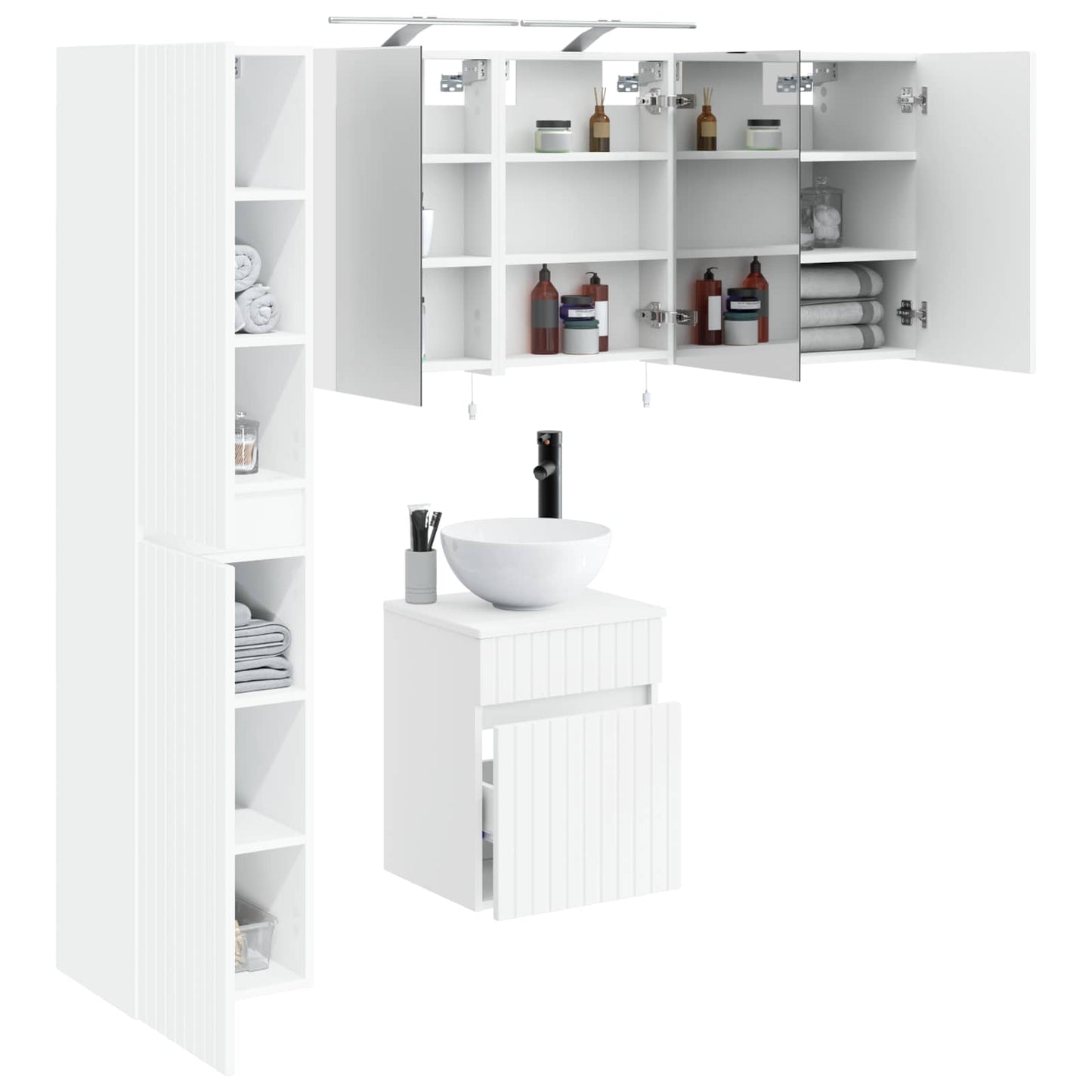 Bathroom Cabinet Set 5 pcs White 40 x 10.5 x 60.5 cm