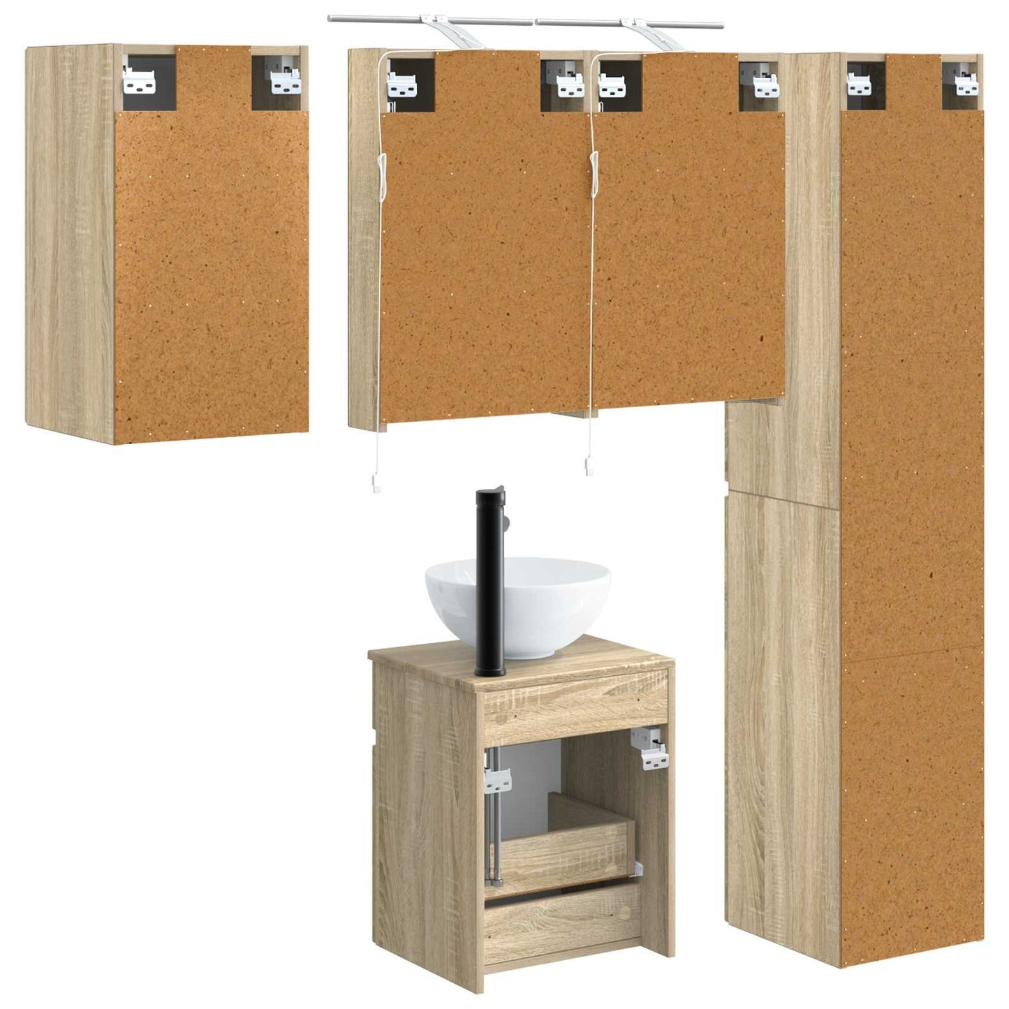 Bathroom Cabinet Set 5 pcs Sonoma Oak 40 x 10.5 x 60.5 cm