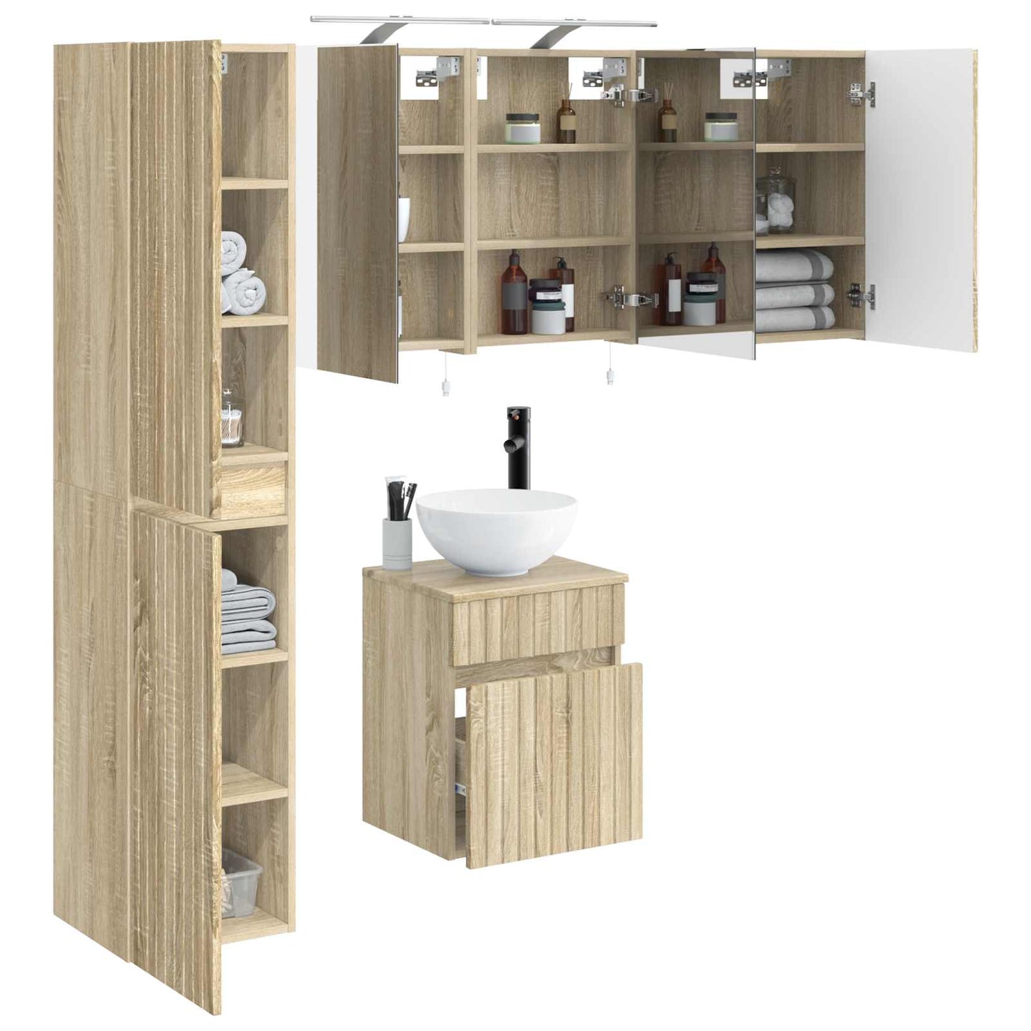 Bathroom Cabinet Set 5 pcs Sonoma Oak 40 x 10.5 x 60.5 cm