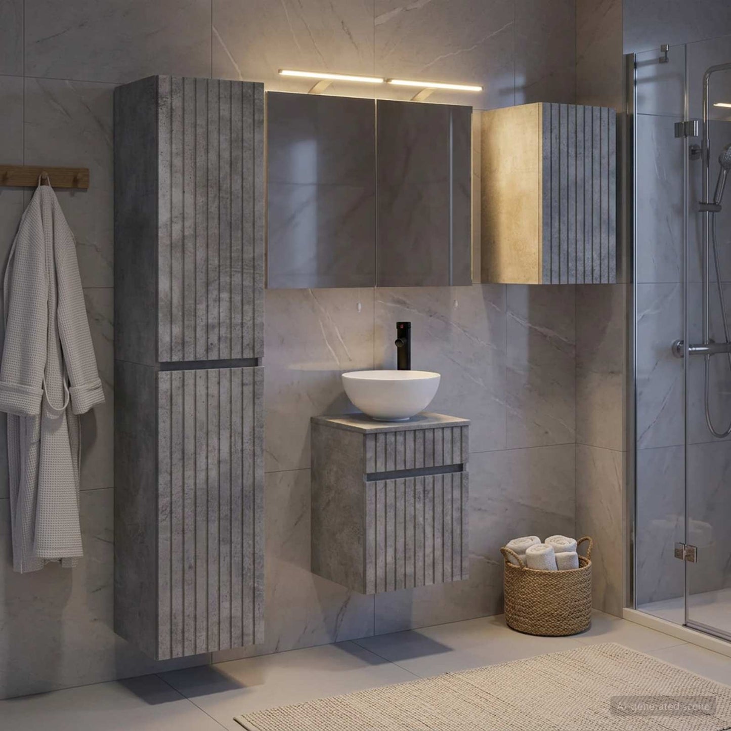Bathroom Cabinet Set 5 pcs Concrete Grey 40 x 10.5 x 60.5 cm