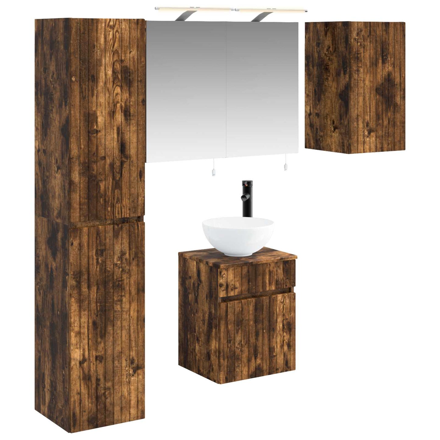 Bathroom Cabinet Set 5 pcs Smoked Oak 40 x 10.5 x 60.5 cm
