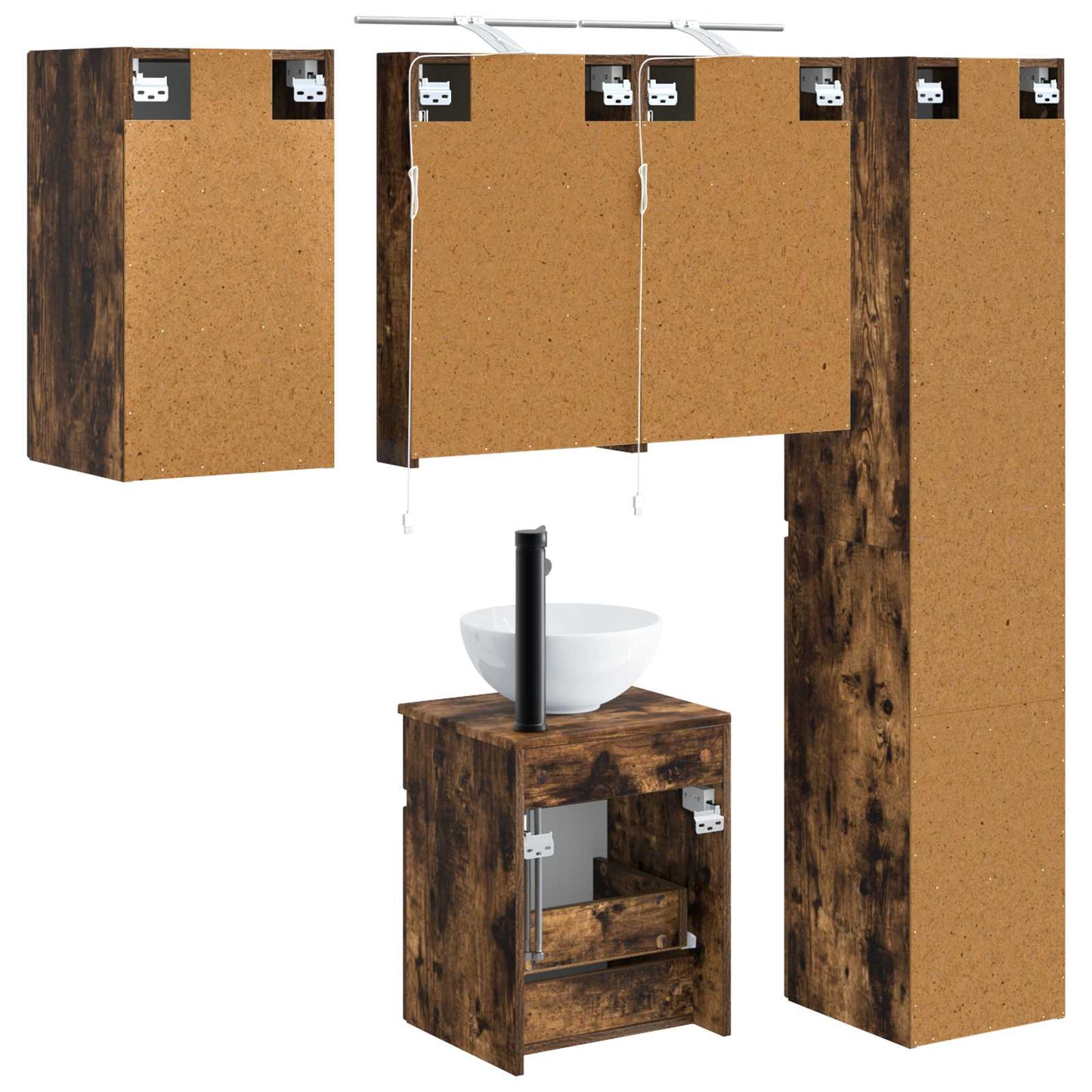 Bathroom Cabinet Set 5 pcs Smoked Oak 40 x 10.5 x 60.5 cm