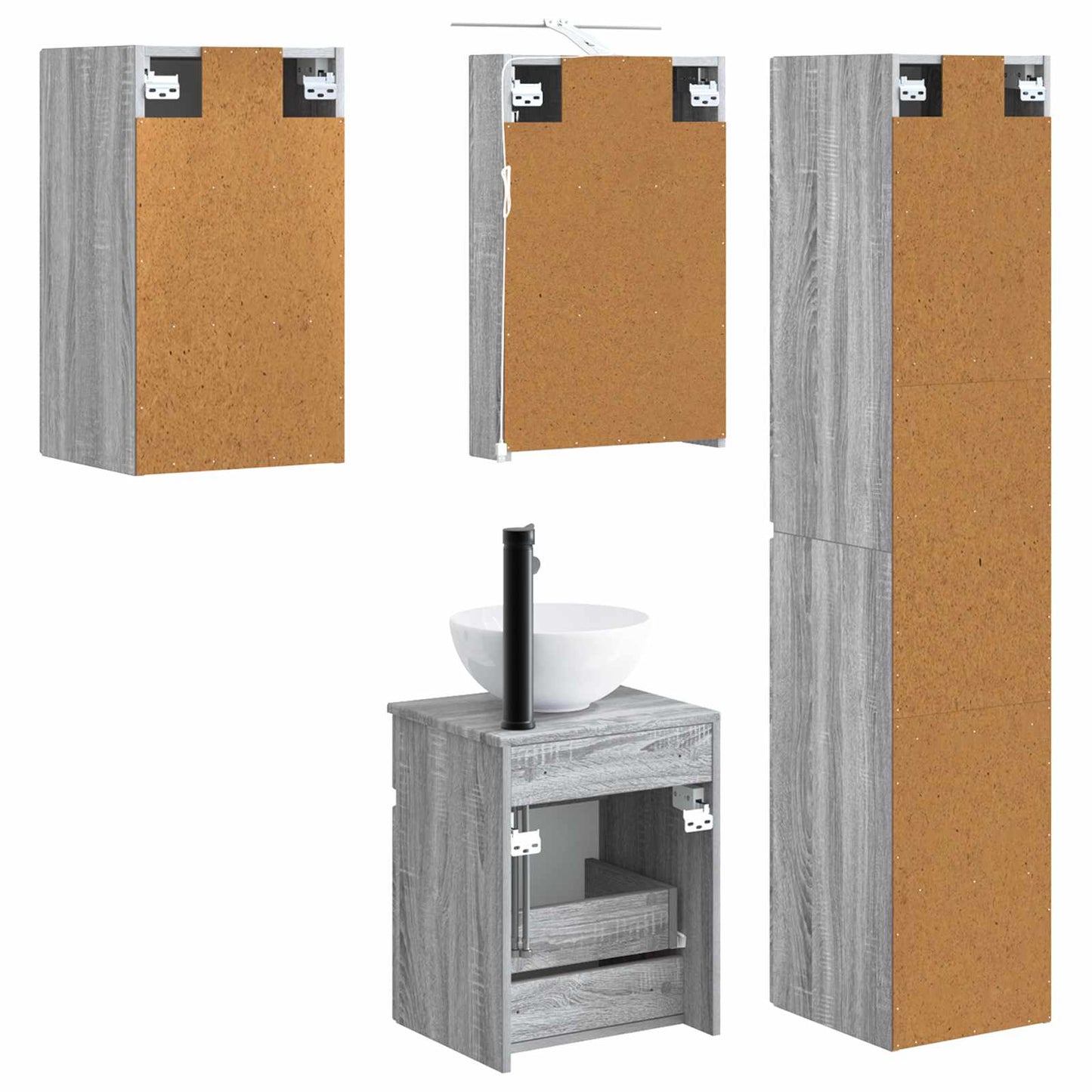 Bathroom Cabinet Set 5 pcs Grey Sonoma 40 x 10.5 x 60.5 cm