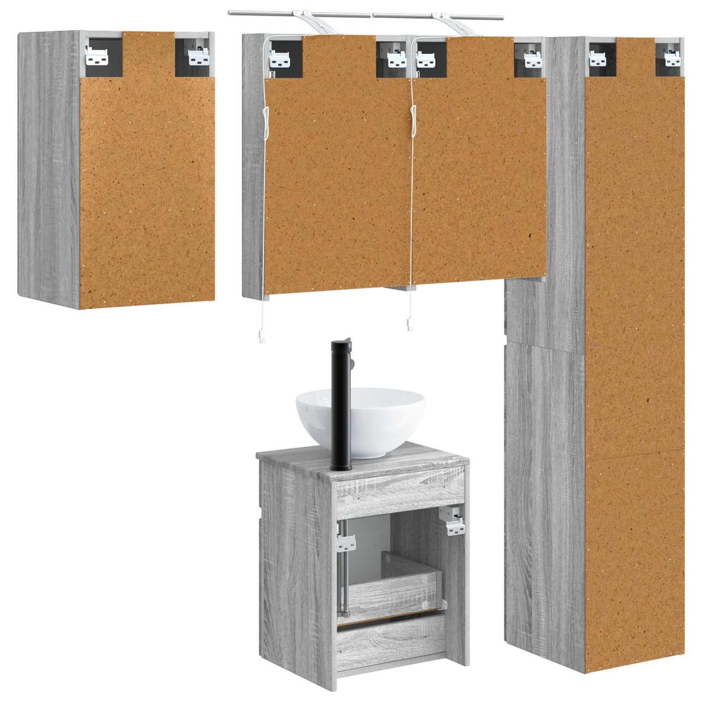 Bathroom Cabinet Set 5 pcs Grey Sonoma 40 x 10.5 x 60.5 cm
