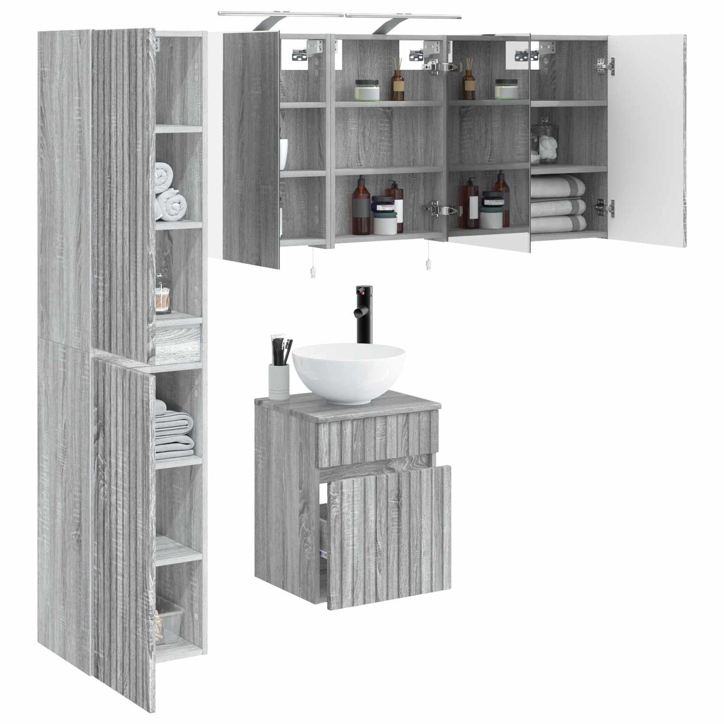 Bathroom Cabinet Set 5 pcs Grey Sonoma 40 x 10.5 x 60.5 cm