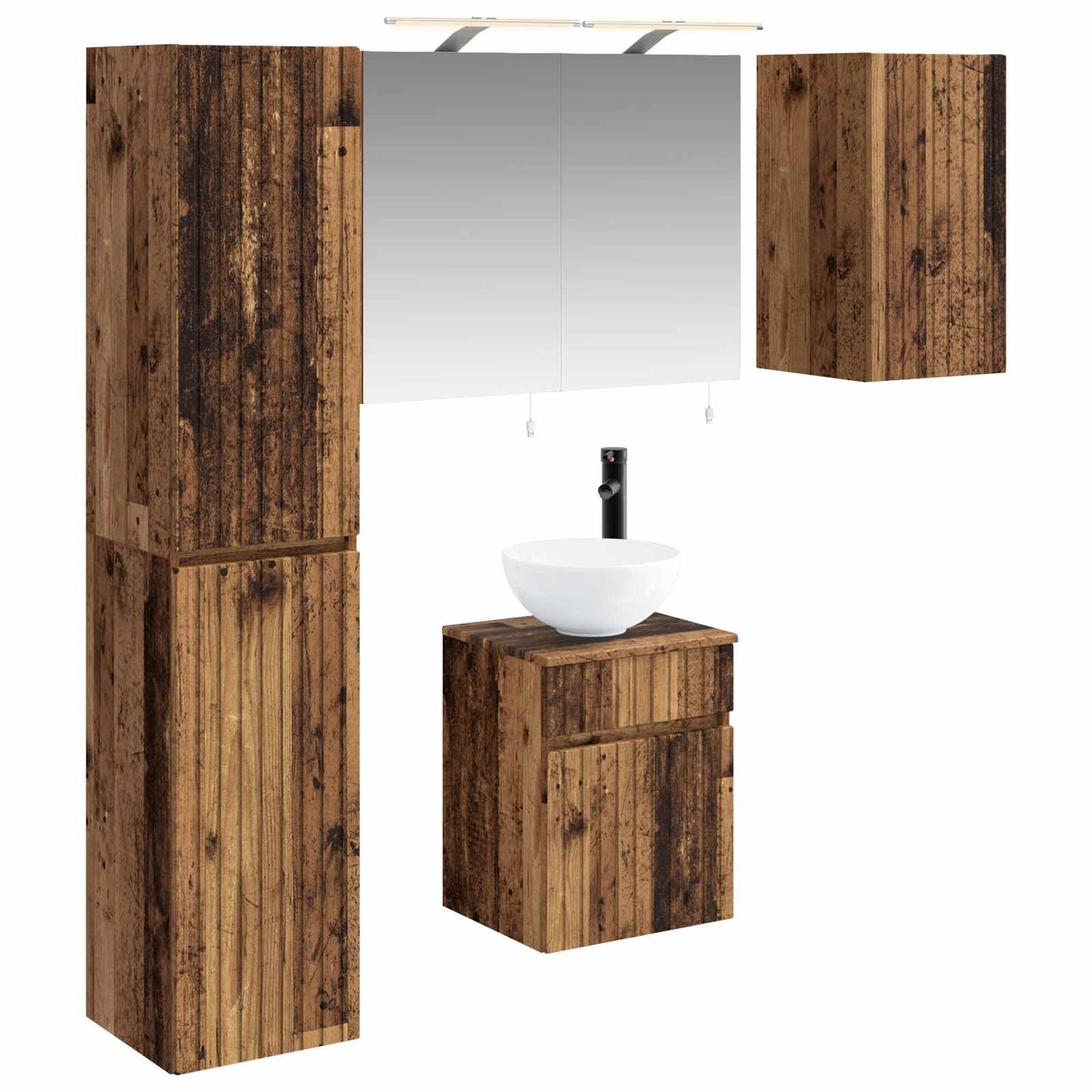 Bathroom Cabinet Set 5 pcs Old Wood 40 x 10.5 x 60.5 cm