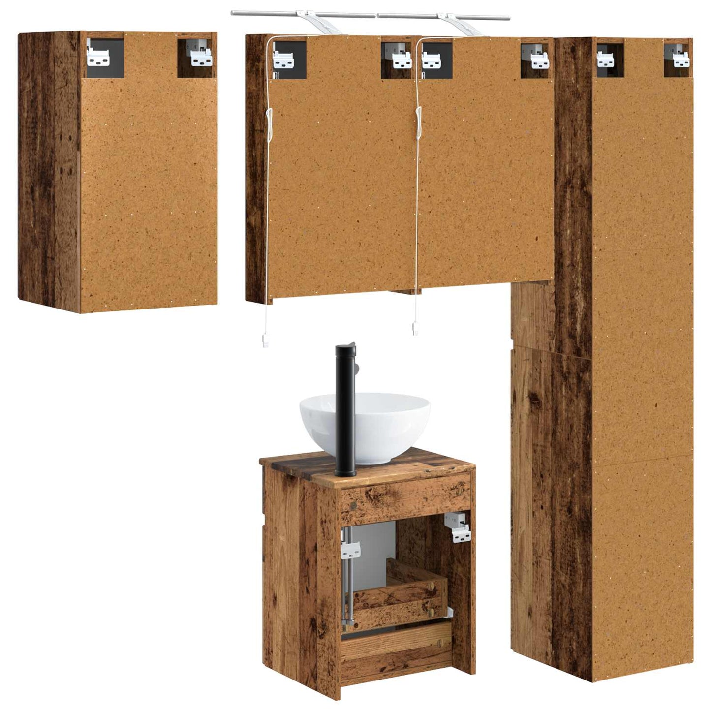 Bathroom Cabinet Set 5 pcs Old Wood 40 x 10.5 x 60.5 cm