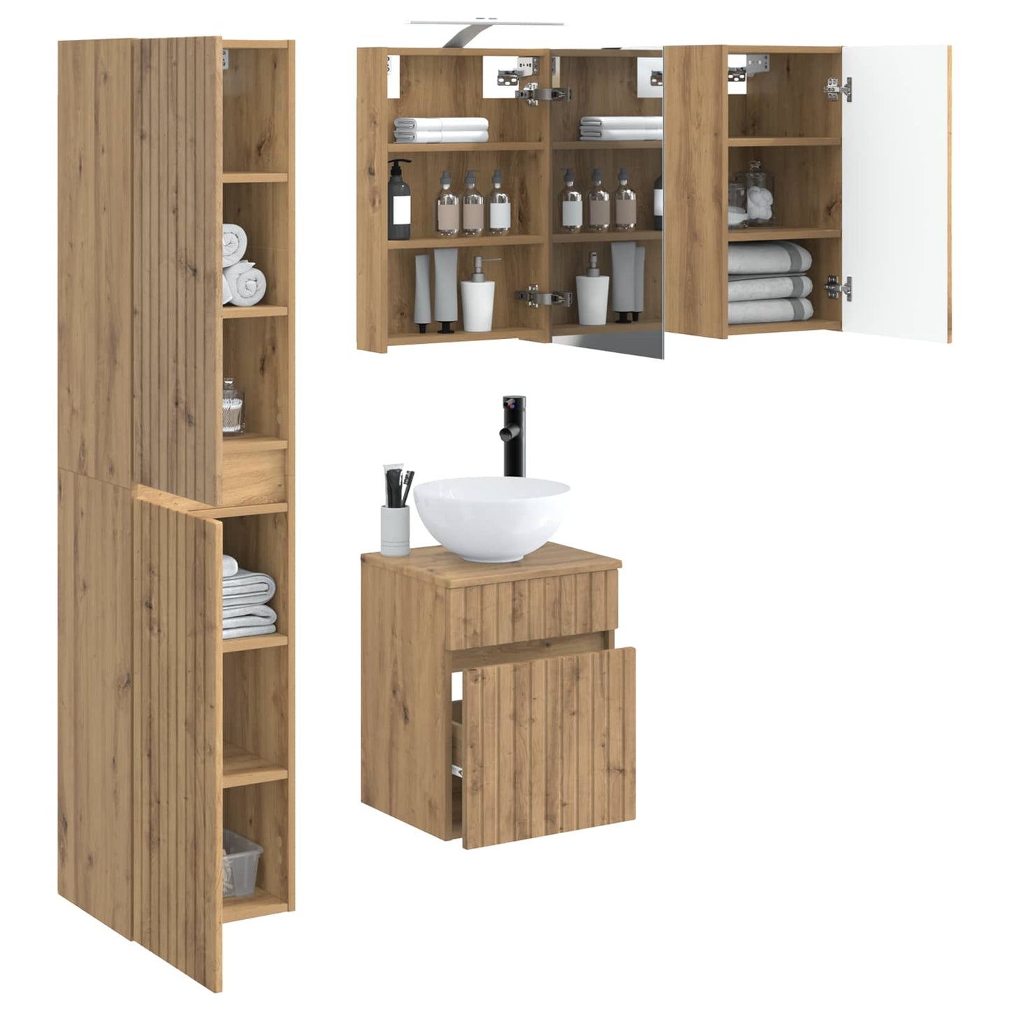 Bathroom Cabinet Set 5 pcs Artisan Oak 40 x 10.5 x 60.5 cm
