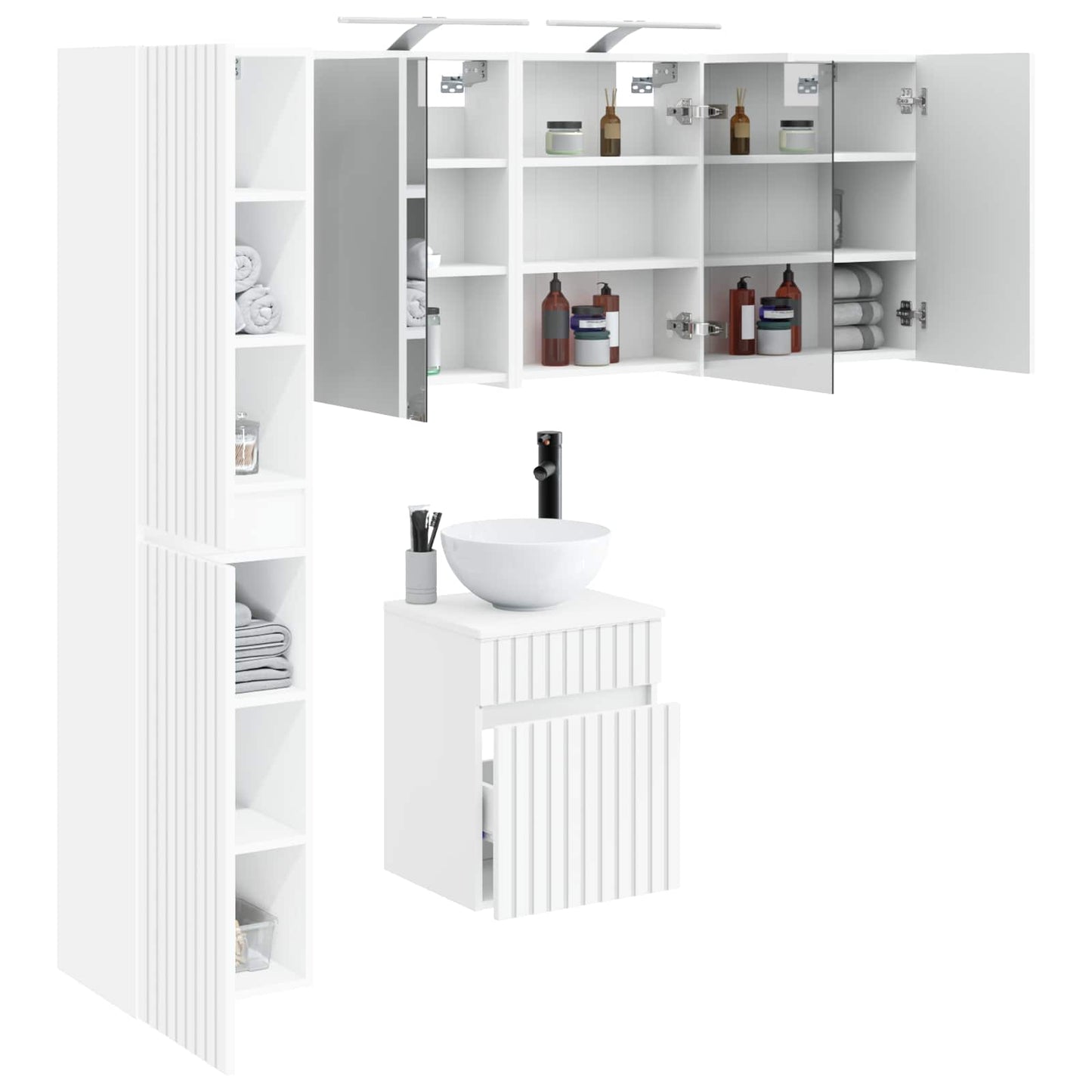 Bathroom Cabinet Set 5 pcs White 43 x 16 x 62.5 cm