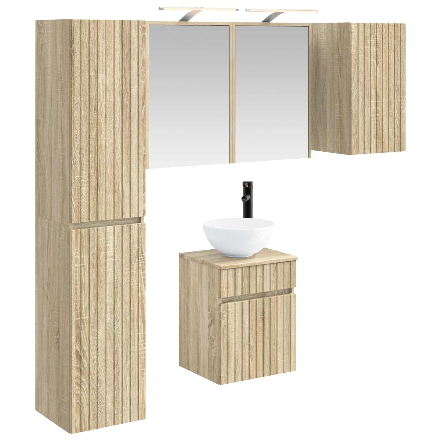 Bathroom Cabinet Set 5 pcs Sonoma Oak 43 x 16 x 62.5 cm