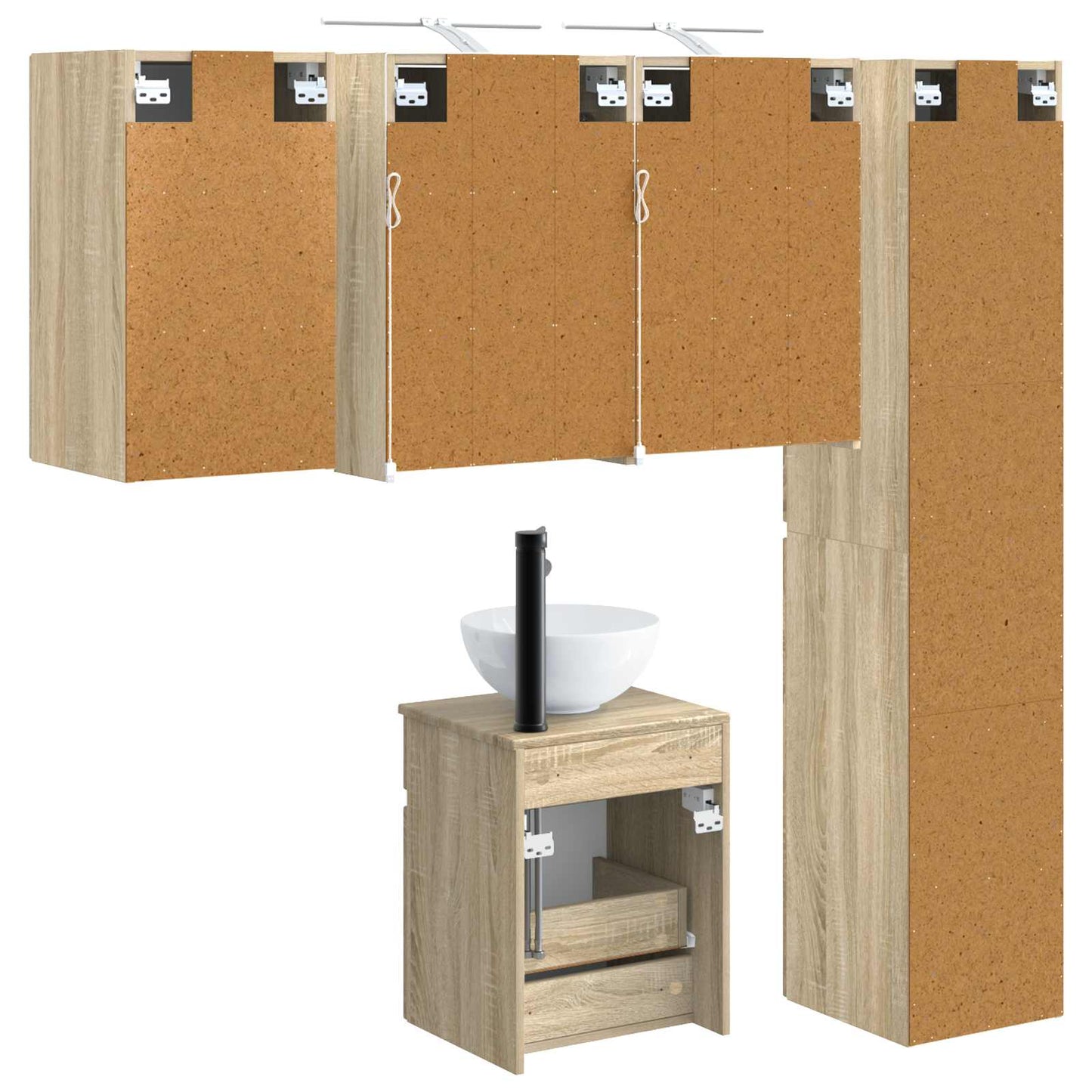 Bathroom Cabinet Set 5 pcs Sonoma Oak 43 x 16 x 62.5 cm