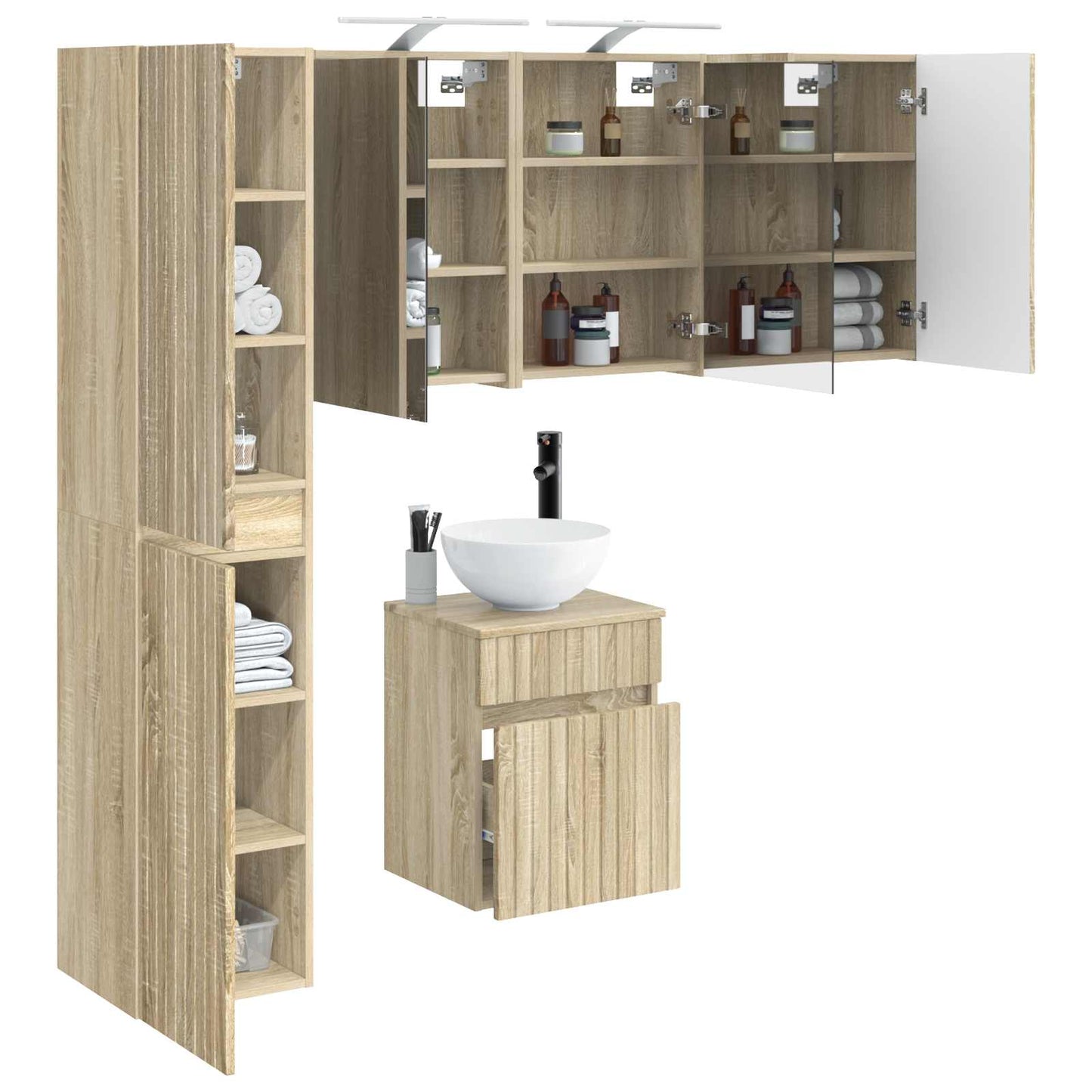 Bathroom Cabinet Set 5 pcs Sonoma Oak 43 x 16 x 62.5 cm